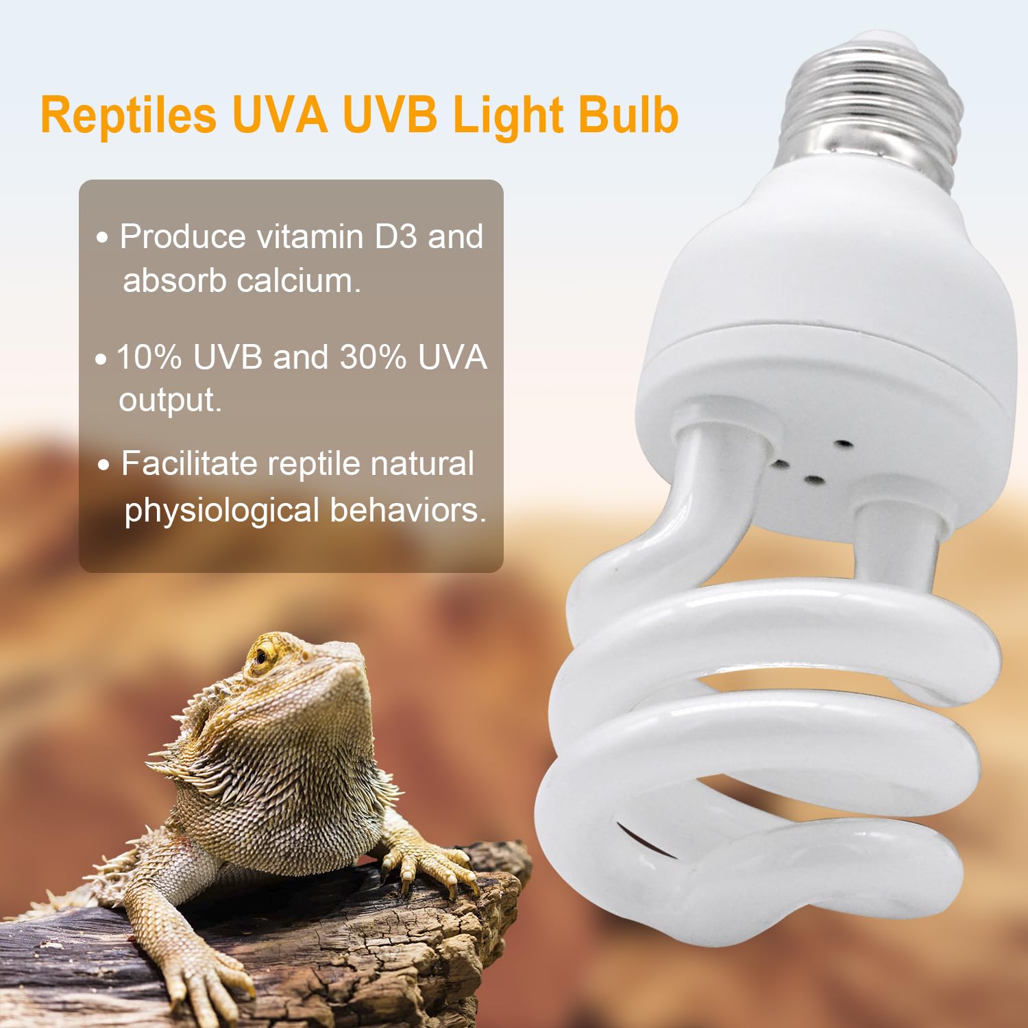 Yimidool Uvb Light For Reptiles, 13W 10.0 Reptile Heat Lamp Bulbs, Uva Uvb Reptiles Light Bulbs Ideal For Rainforest Reptiles, B