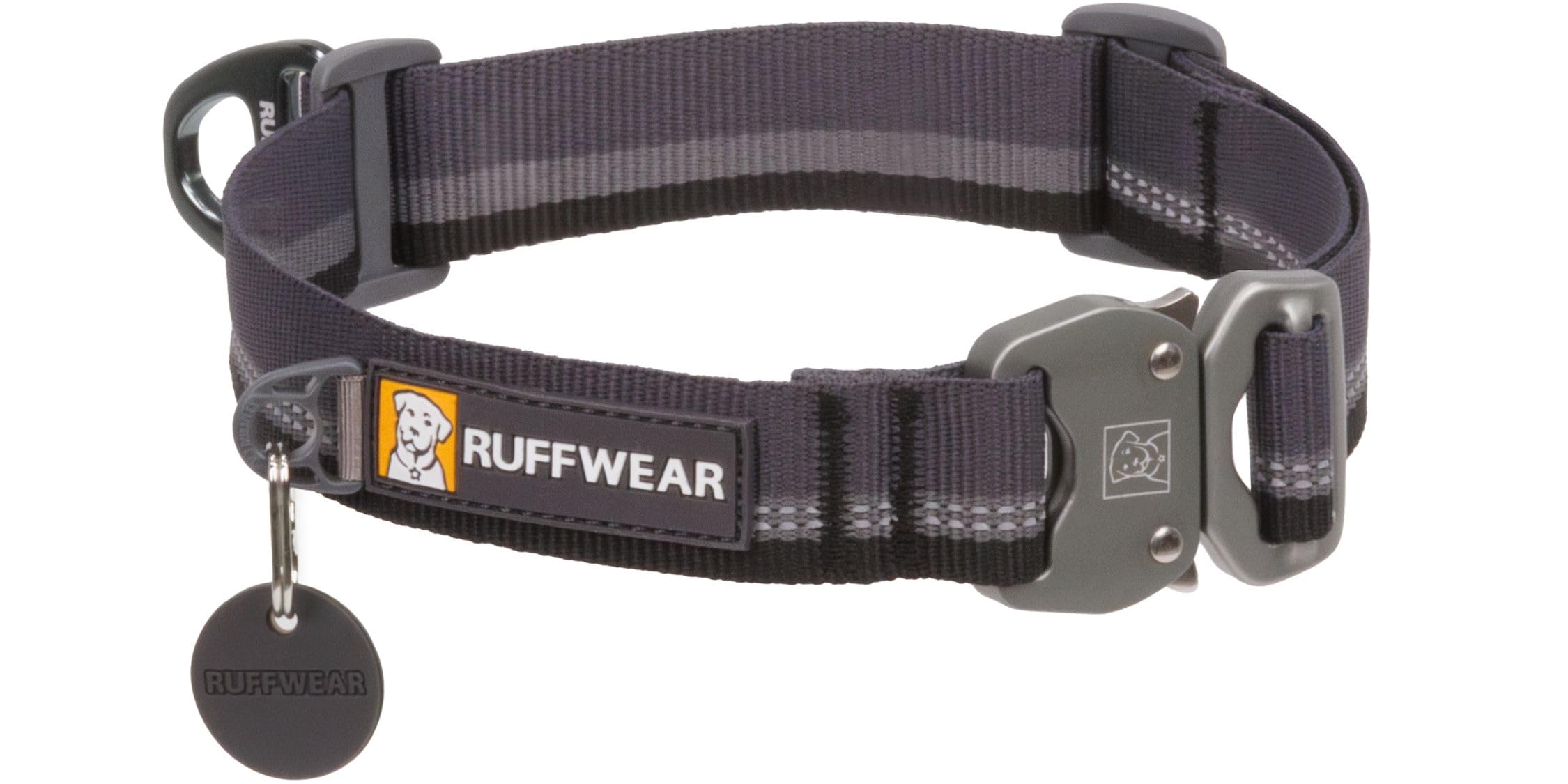 Ruffwear, Top Rope Dog Collar, Reflective Metal Buckle Dog Collar for Everyday Use, Basalt Gray, 14-20