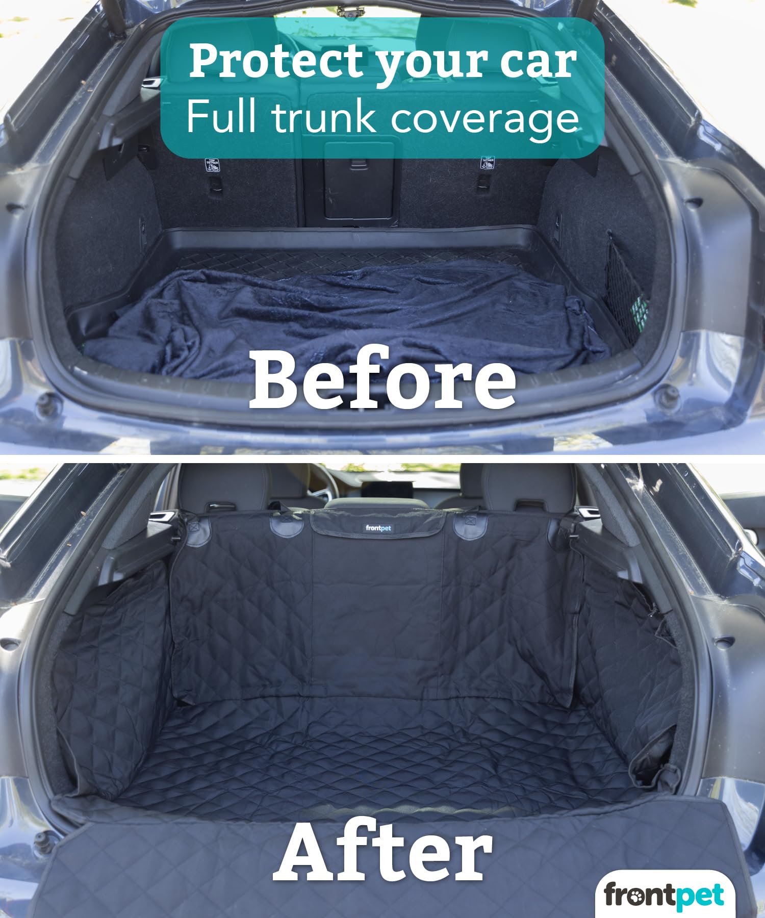 Frontpet Suv Cargo Liner For Dogs - Water-Resistant Pet Trunk Cargo Cover Mat For Suvs And Sedans With Bumper Flap Protector, Trunk Cover, Non-Slip Liner, (46' X 48') Upgraded 2025