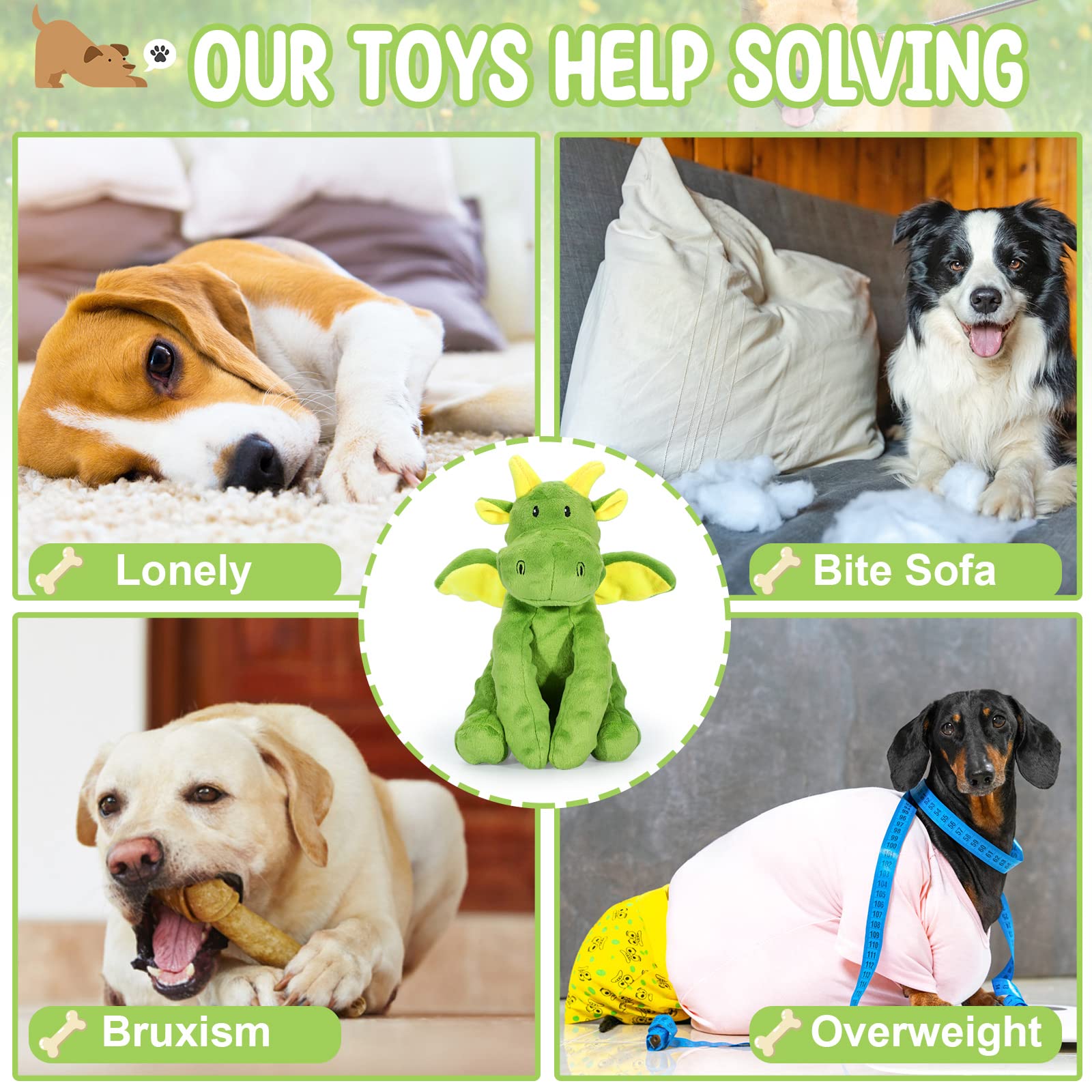 Letsmeet Squeaky Dog Toys Plush Dog Toy With Crinkle Paper Stuffed Durable Dog Chew Toys For Small Middle And Large Dogs