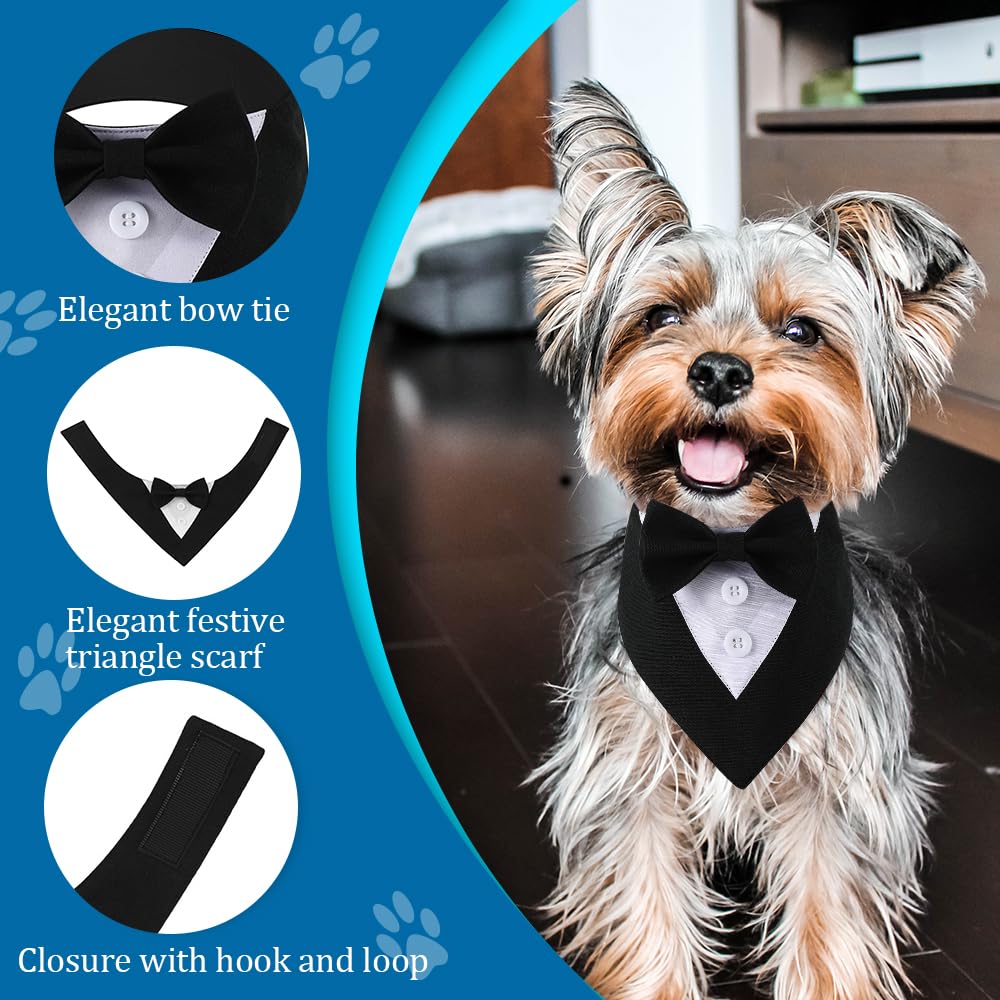 Dogtact Dog Wedding Bandana, Formal Dog Tuxedo Adjustable Pet Collar With Bow, Small, Medium And Large Dog Wedding Clothing, Bir