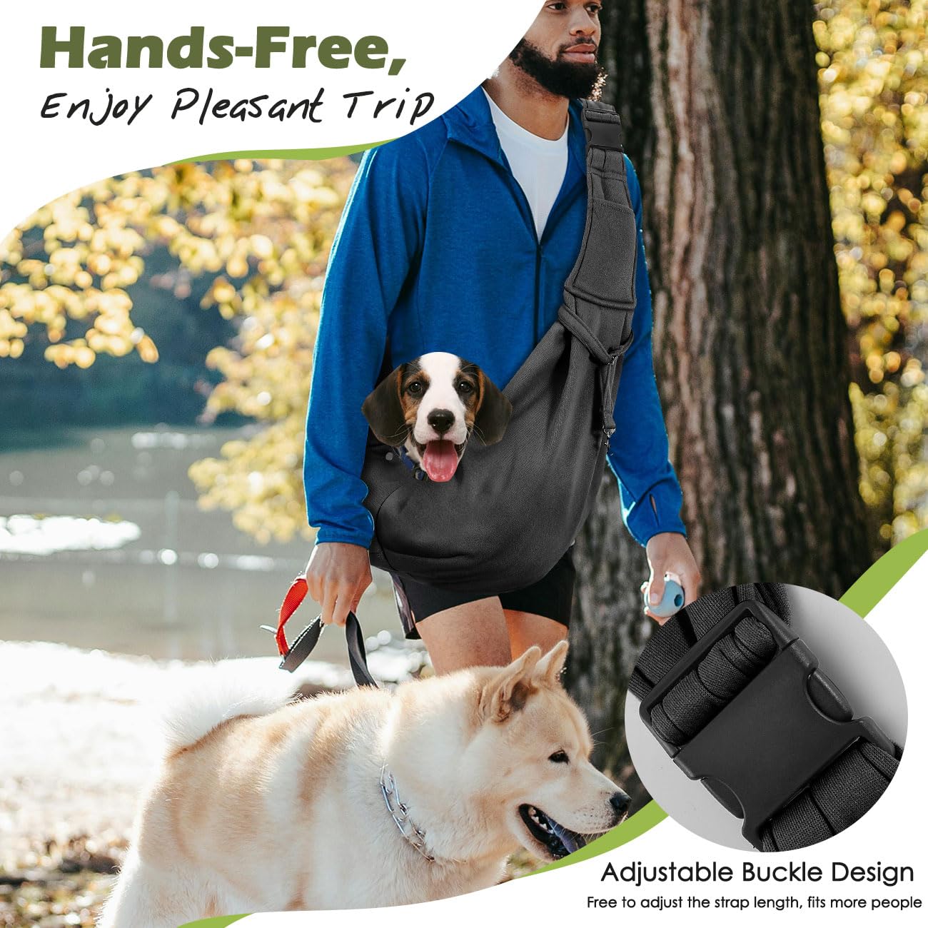Pawaboo Small Dog Sling Carrier, Reversible Hands Free Dog Sling Carriers For Small Dogs And Cats, Puppy Slings Carrier With Adj