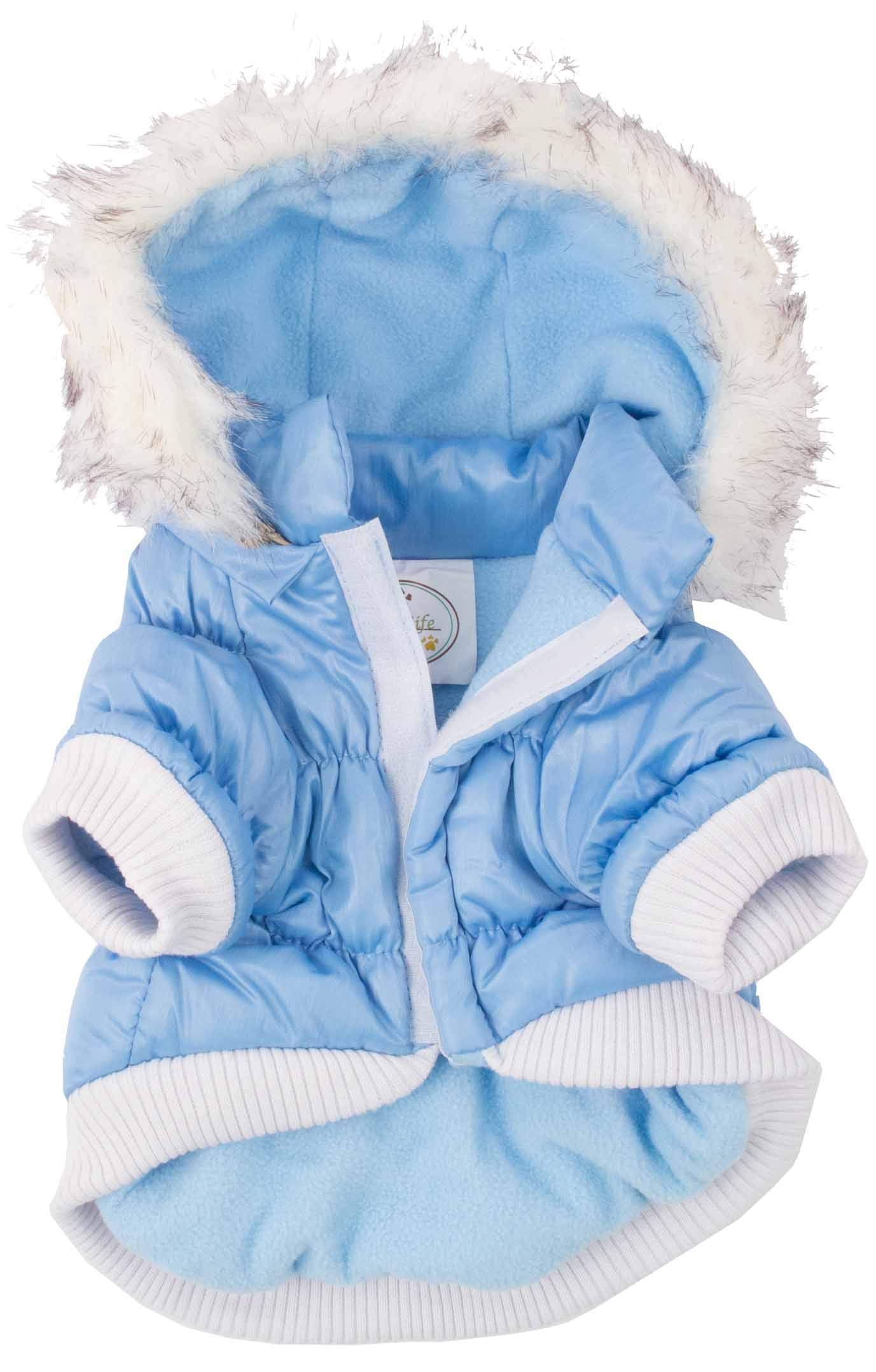 Pet Life Dpf00063 Metallic Ski Parka Dog Coats With Removable Hood, Small, Blue