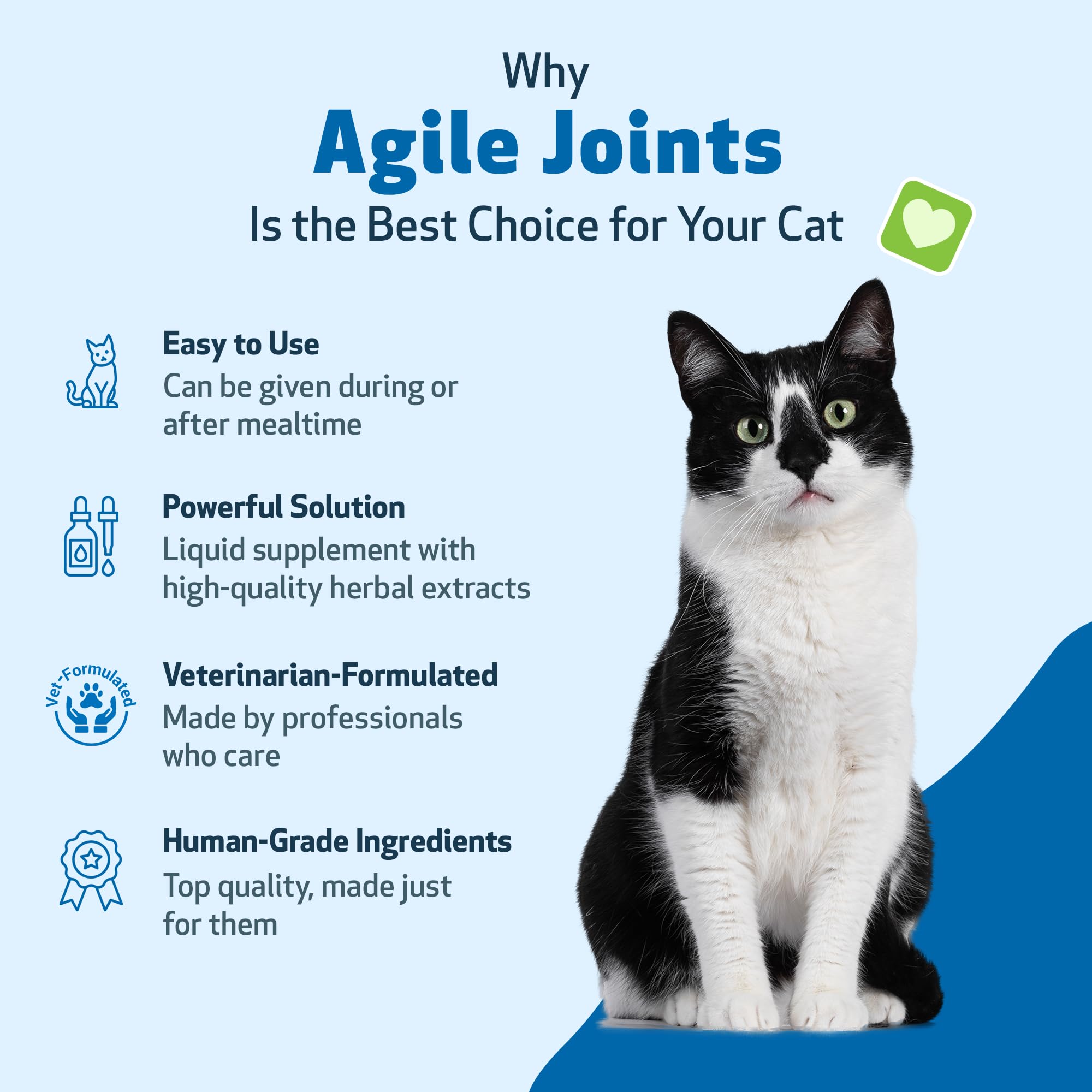 Pet Wellbeing Agile Joints for Cats - Veterinarian-Formulated - Hip and Joint Health, Mobility, Devils Claw, Boswellia, Joint Li