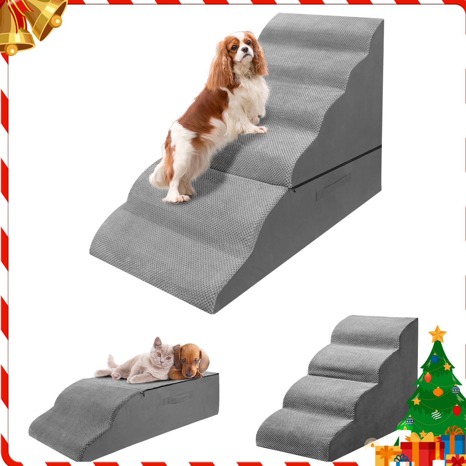 6-Step 30 Inches Dog Steps&Stairs For High Bed Up To 30-36 Inches Tall, Litail Dog Ramps For Small Dogs Cat Older Pets, Non-Slip