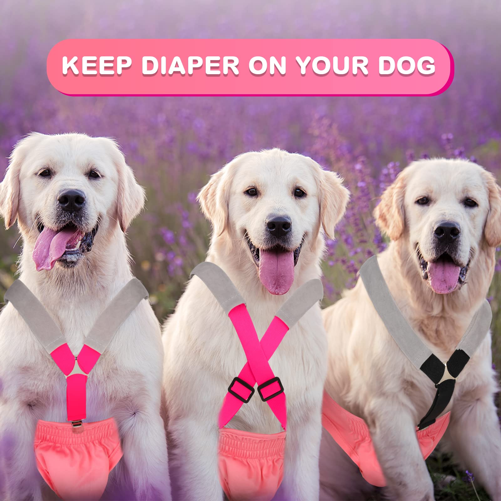 Saintrygo 2 Pcs Dog Suspenders for Diapers Female Male Belly Bands Canine Harness Keep Diaper on Your Pet for Small Medium and L