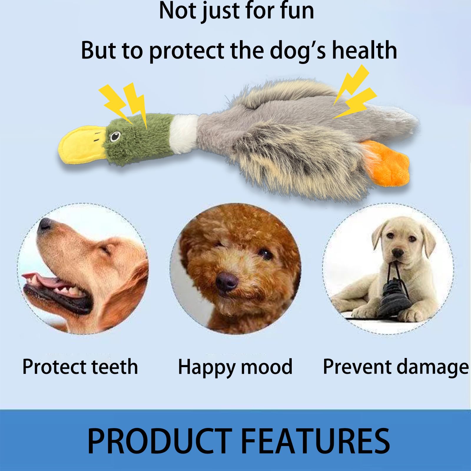 Aimeting No Stuffing Toys 3 Pack, Squeaky Dog Toys For Large Dogs, Plush Toys For Aggressive Chewers, Indestructible Crinkle Pap