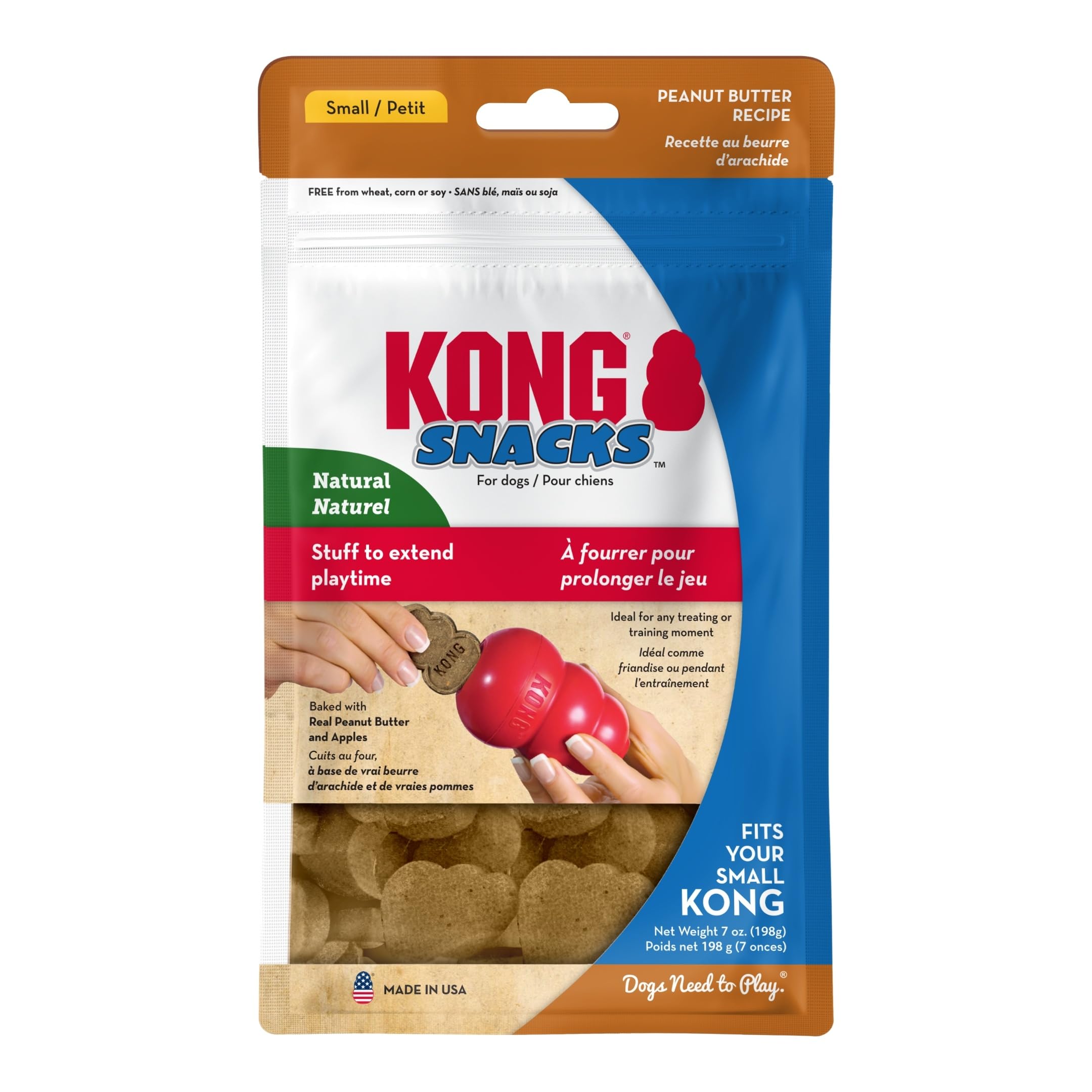 KONG - Snacks - All Natural Dog Treats - Peanut Butter Biscuits - Small (Best Used Classic Rubber Toys)