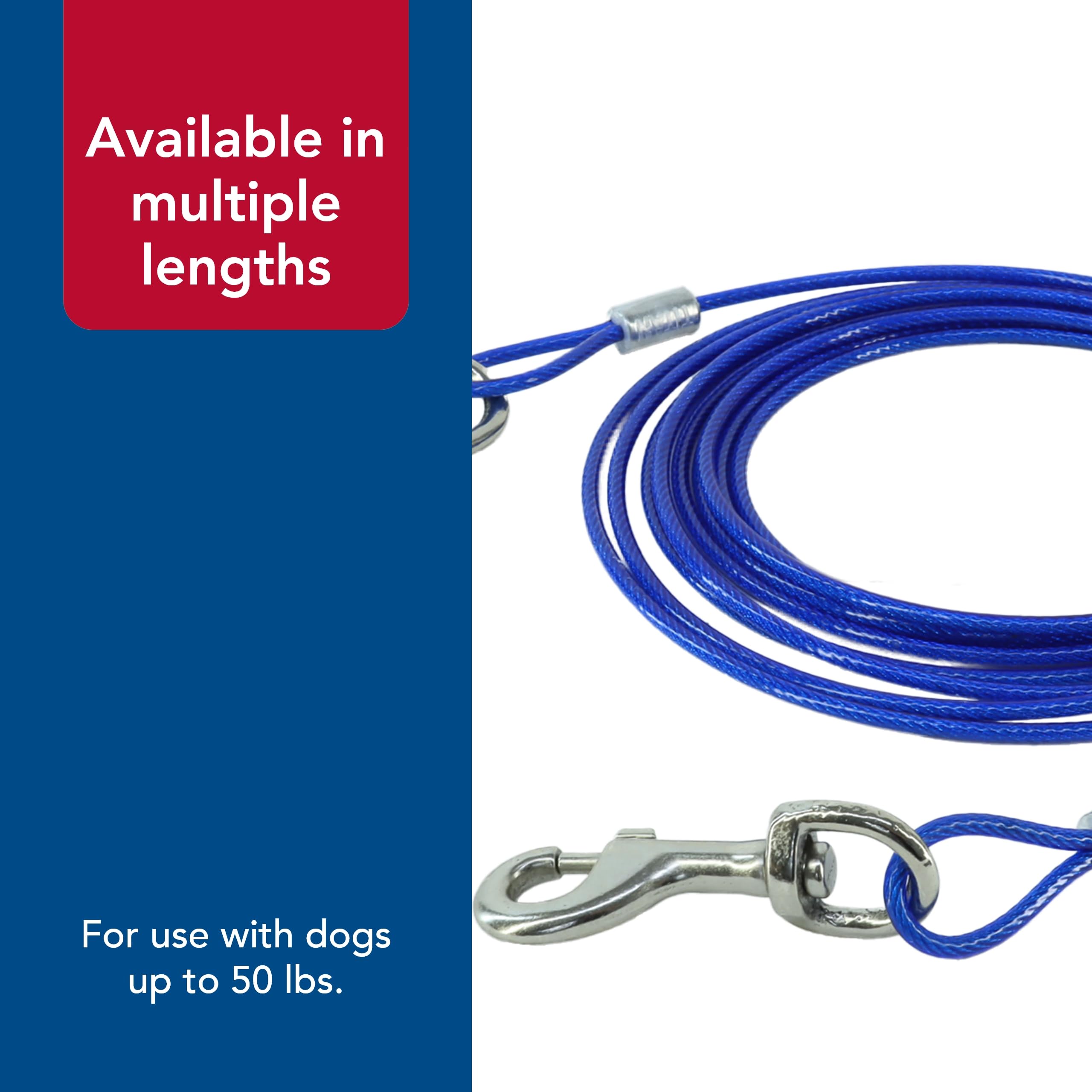 Coastal Pet Titan Medium Cable Dog Tie Out - For Small-to-Medium-Sized Dogs - Outdoor Dog Leash Cable - Outdoor Pet Solution - W