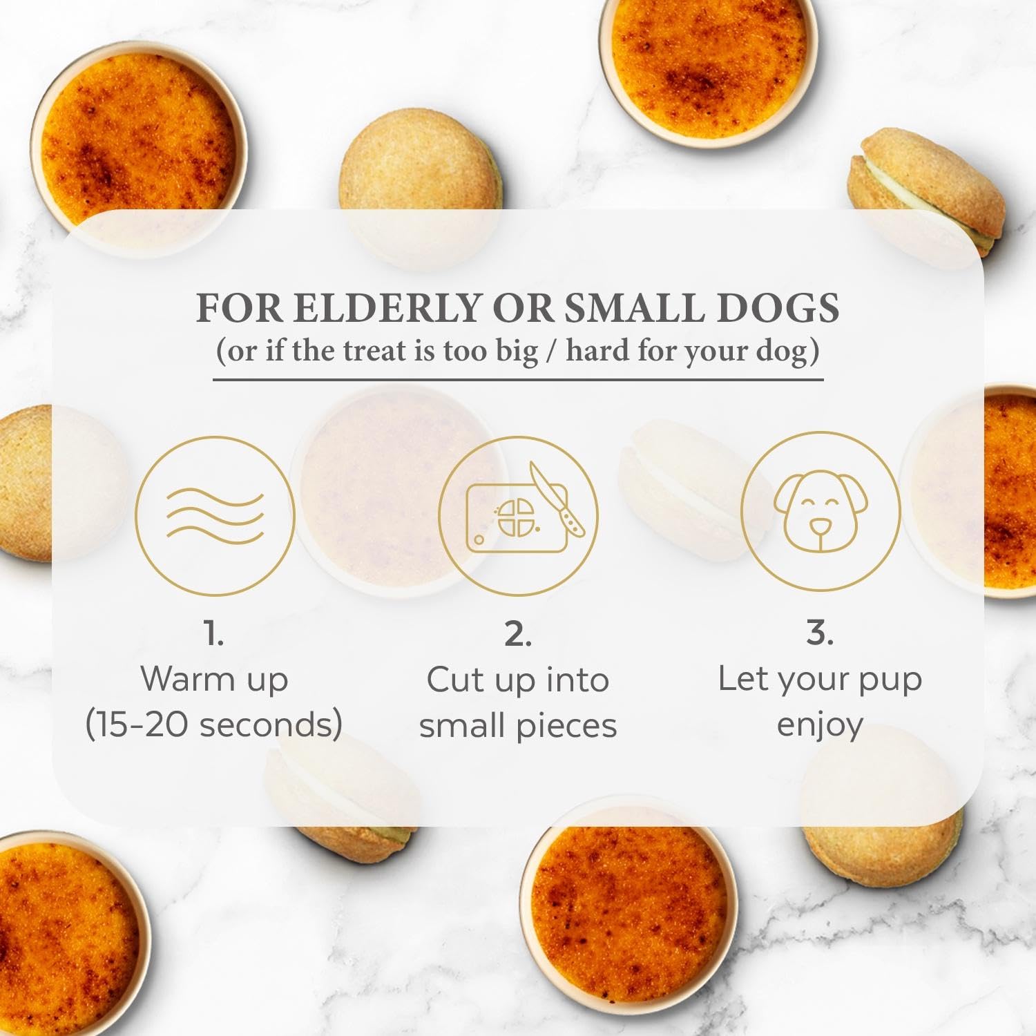 Bonne et Filou Dog Treats Creme Brulee Cupcakes - Gourmet Macaron Cakes, 40 Count Bulk Pack - Healthy & Delicious Human Grade Sn