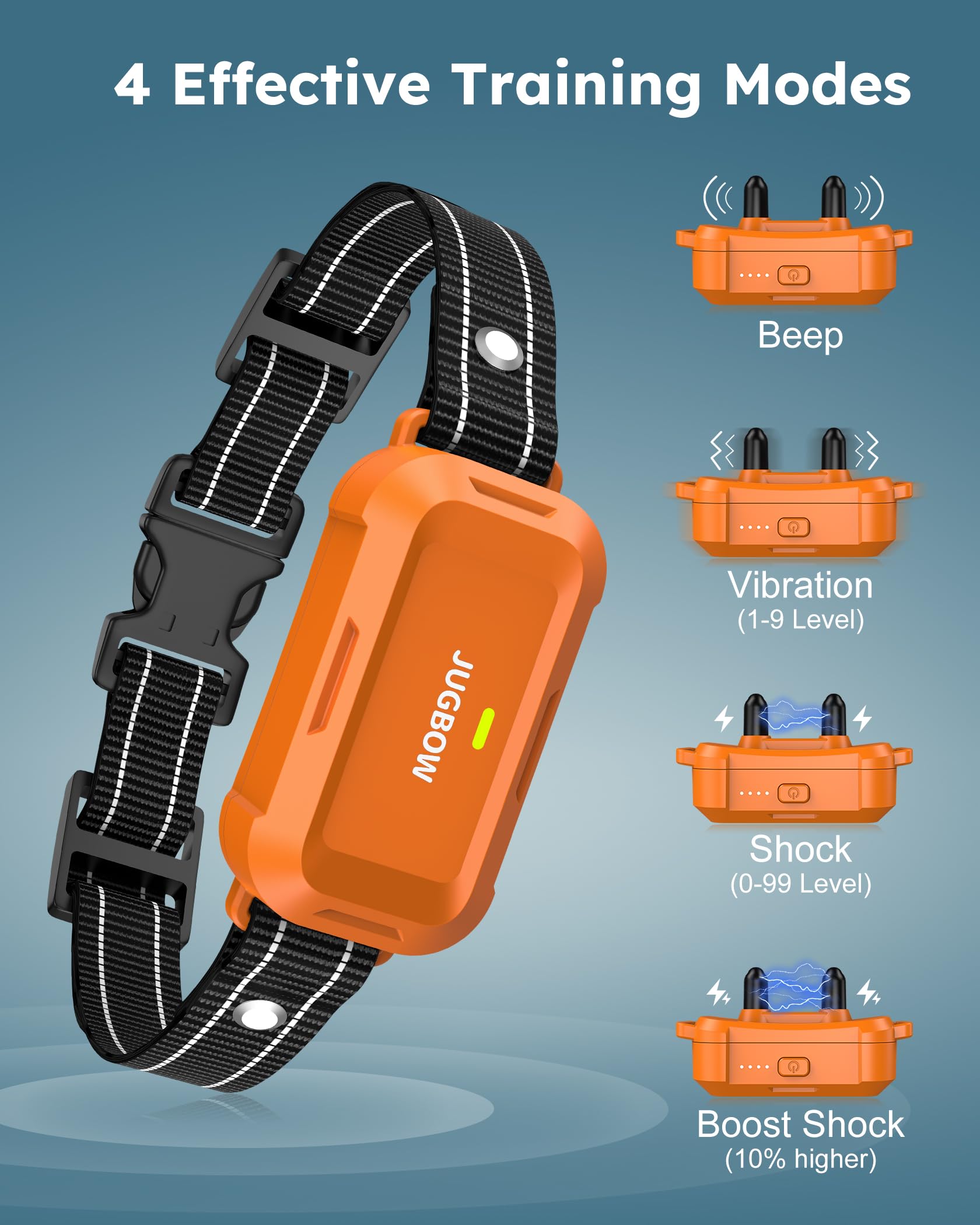 Jugbow Dog Training Collar - 4200Ft Dog Training Collar With Remote, Ipx7 Waterproof Electric Collar With 4 Training Modes, Secu