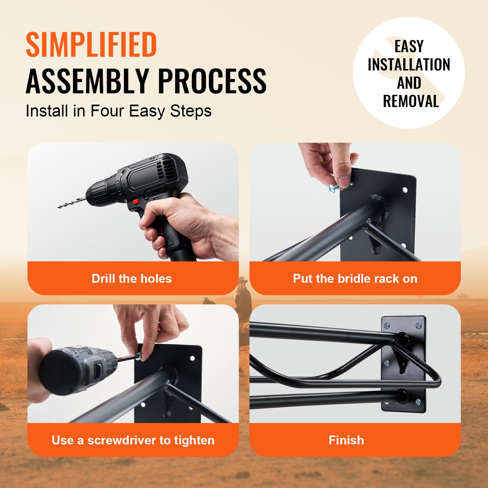 VEVOR Saddle Rack with Pad Bar, 23.8 x 12.6 x 10.2 in, 2 Packs Wall Mounted Saddle Stand, Heavy-Duty Steel Saddle Holder, Wester