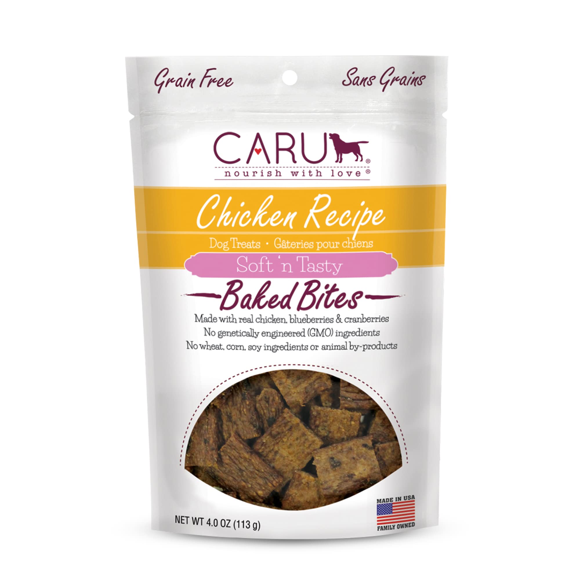 CARU - Soft n Tasty Baked Bites - Chicken Bites Dog Treats - Flavorful Training Treats - 4 oz