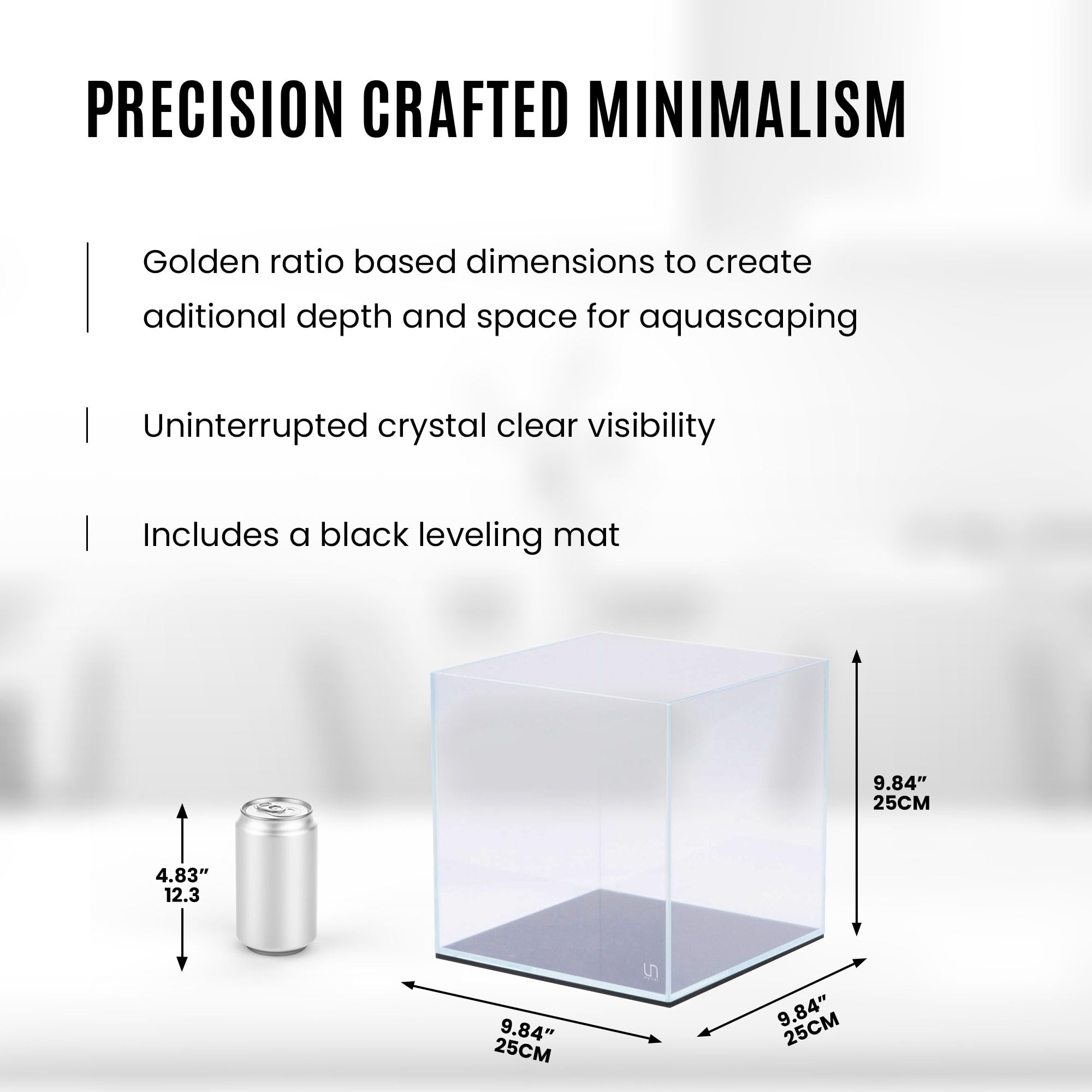 Ultum Nature Systems Ultra Clear Rimless Aquarium - Low Iron Glass Fish Tank With 45 Mitered Edges, 5Mm-12Mm Thick, Leveling Mat