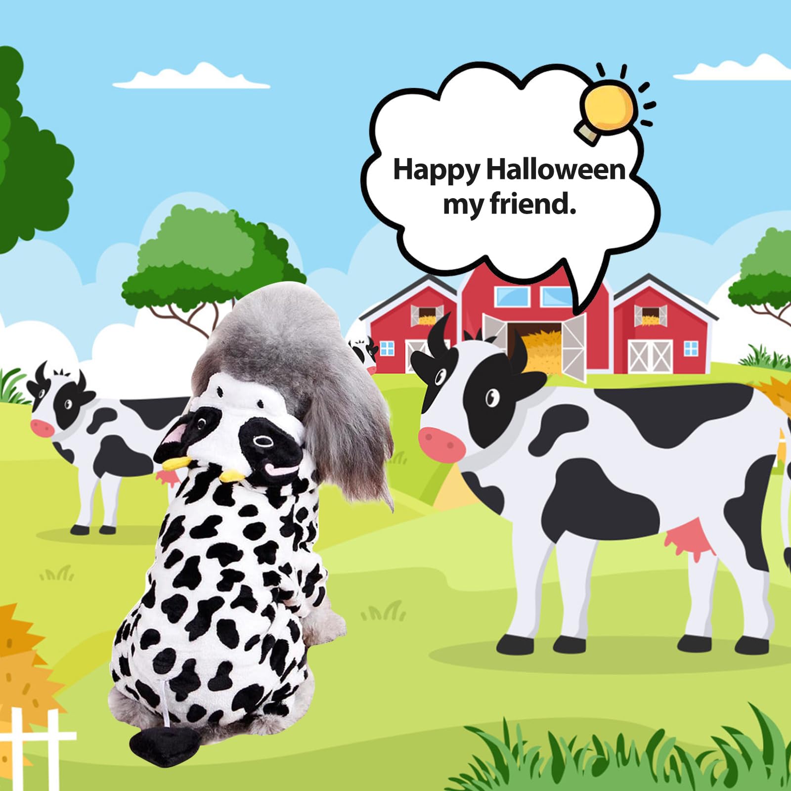 Dog Cow Costume - Adorable Halloween Dog Costumes Cow Style Hoodie Soft And Comfortable Jumpsuits For Small Puppy Dog