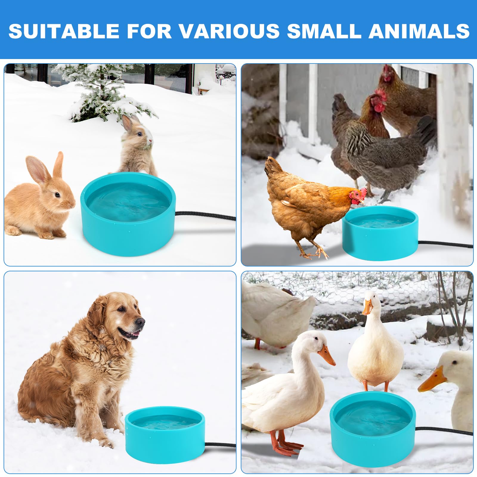 3.2L Heated Water Bowl for Dogs, Outside Heated Dog Bowl, Large Heated Dog Water Bowl Outdoor, Thermostatic Control Heated Cat B