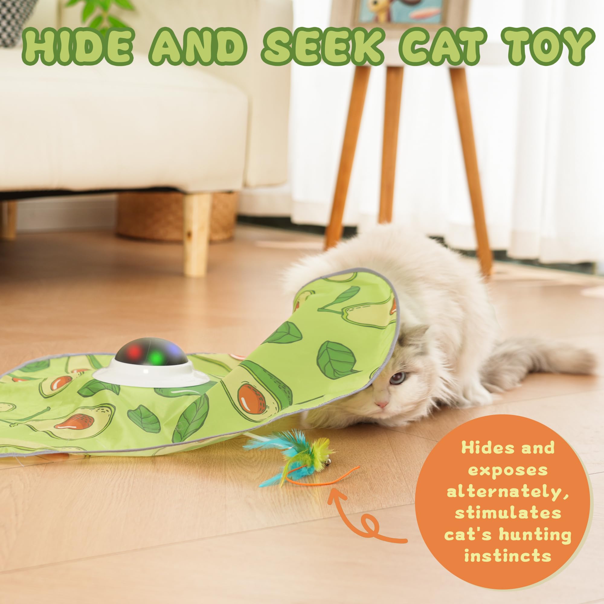 Purrsign Interactive Cat Toy, Automatic Cat Toys For Indoor Exercise, Hide And Seek Toy With Motion Activated, Moving Concealed