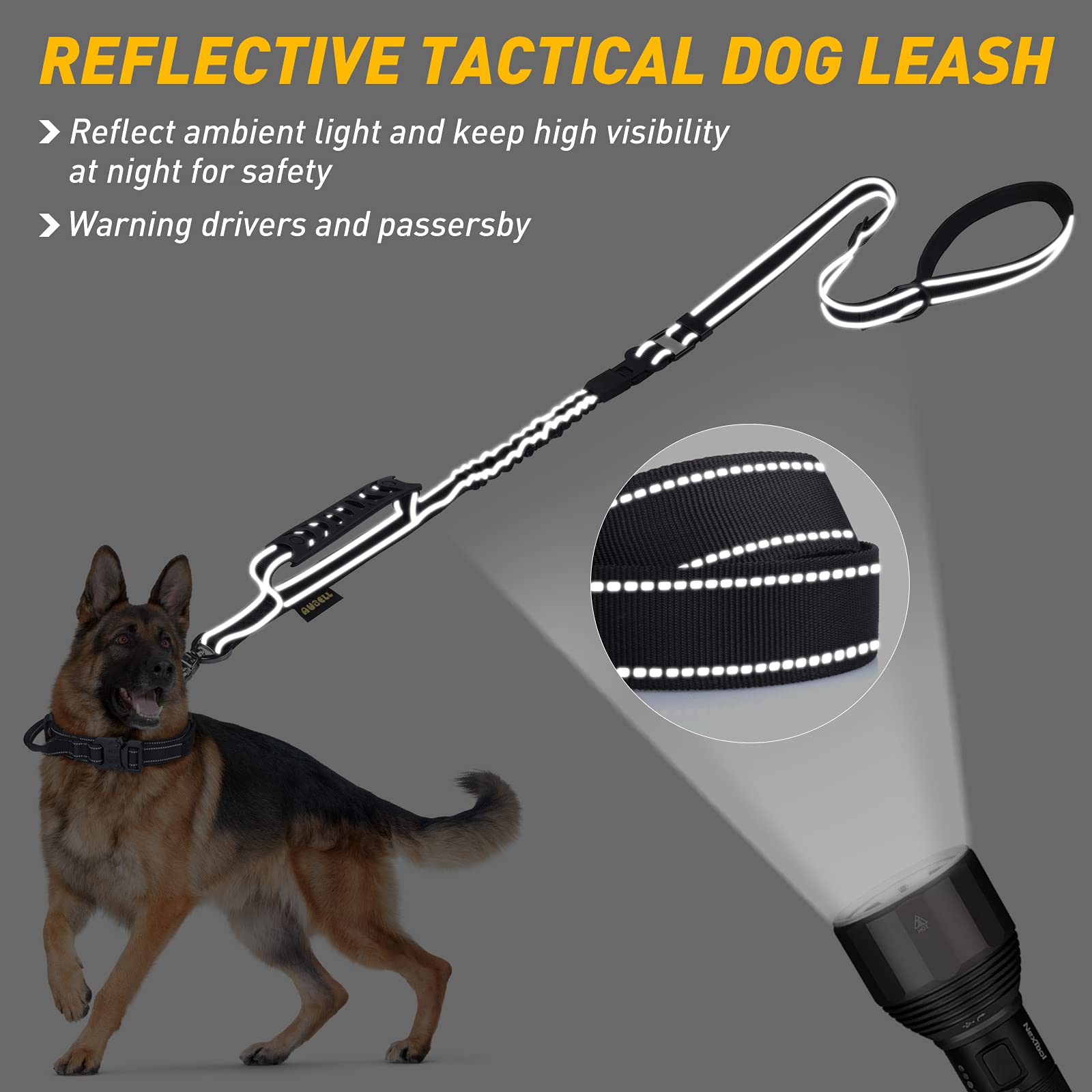 Heavy Duty Dog Leash, Reflective Dog Leashes With Car Seat Belt And Soft Padded Handle, 6Ft Strong Dog Leash For Training, Walking Lead For Large Medium Dogs, Black