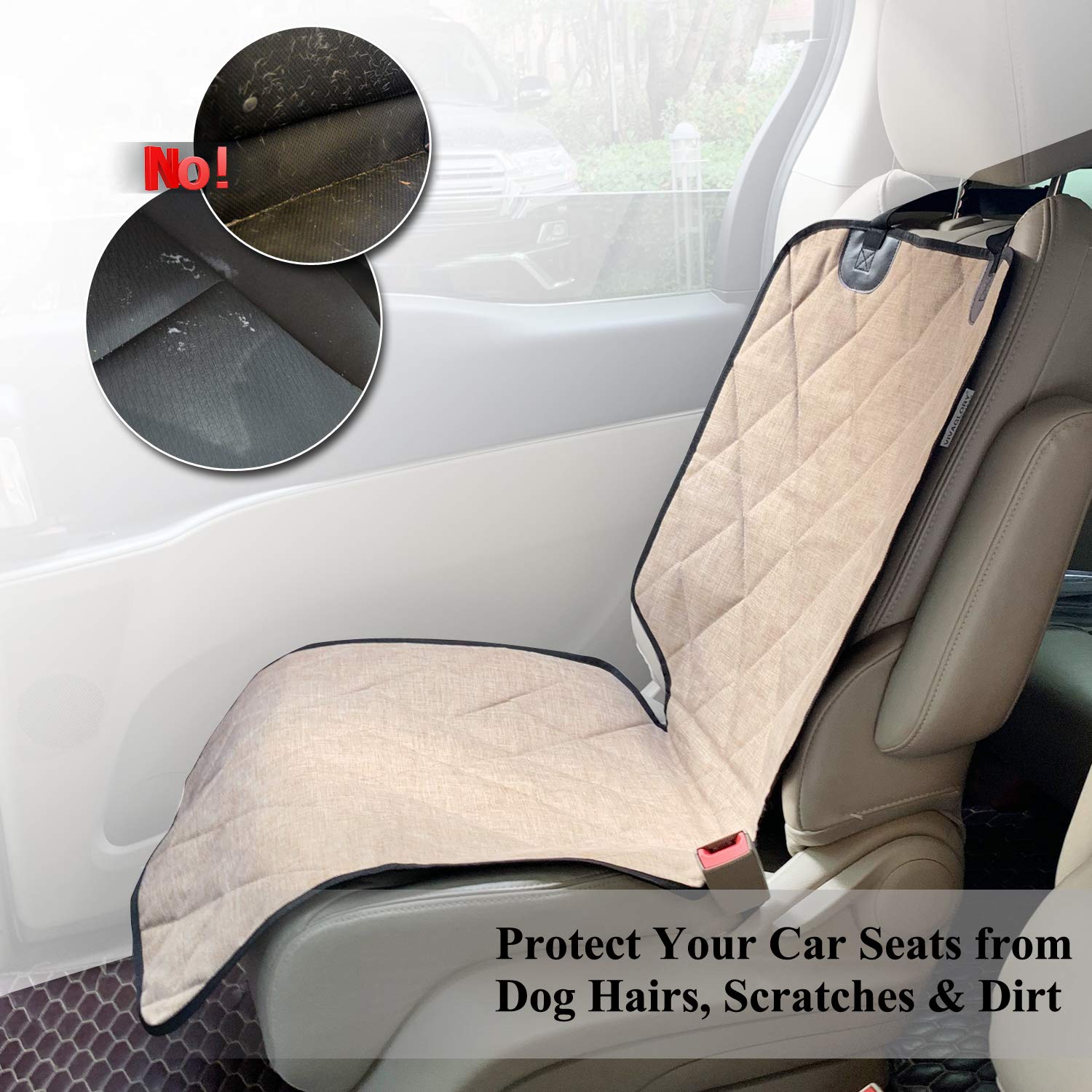 Vivaglory Front Dog Seat Covers, 1Pack No-Skirt Design 4 Layers Quilted & Durable 600D Oxford Dog Seat Cover For Most Cars, Suvs