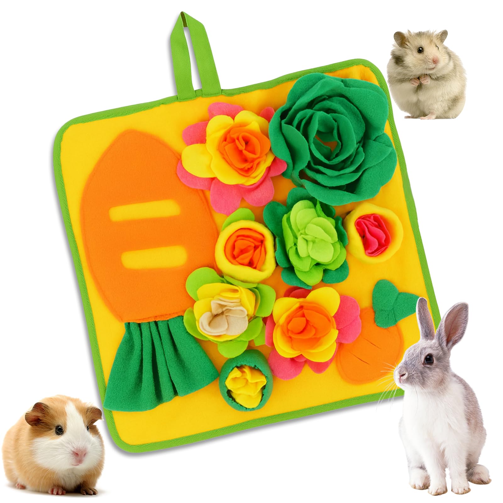Alibuy Rabbit Foraging Mat,Snuffle Mat for Small Animals Bunny Puzzle Toys Pets Interactive Feeding Mat for Guinea Pigs Hedgehog