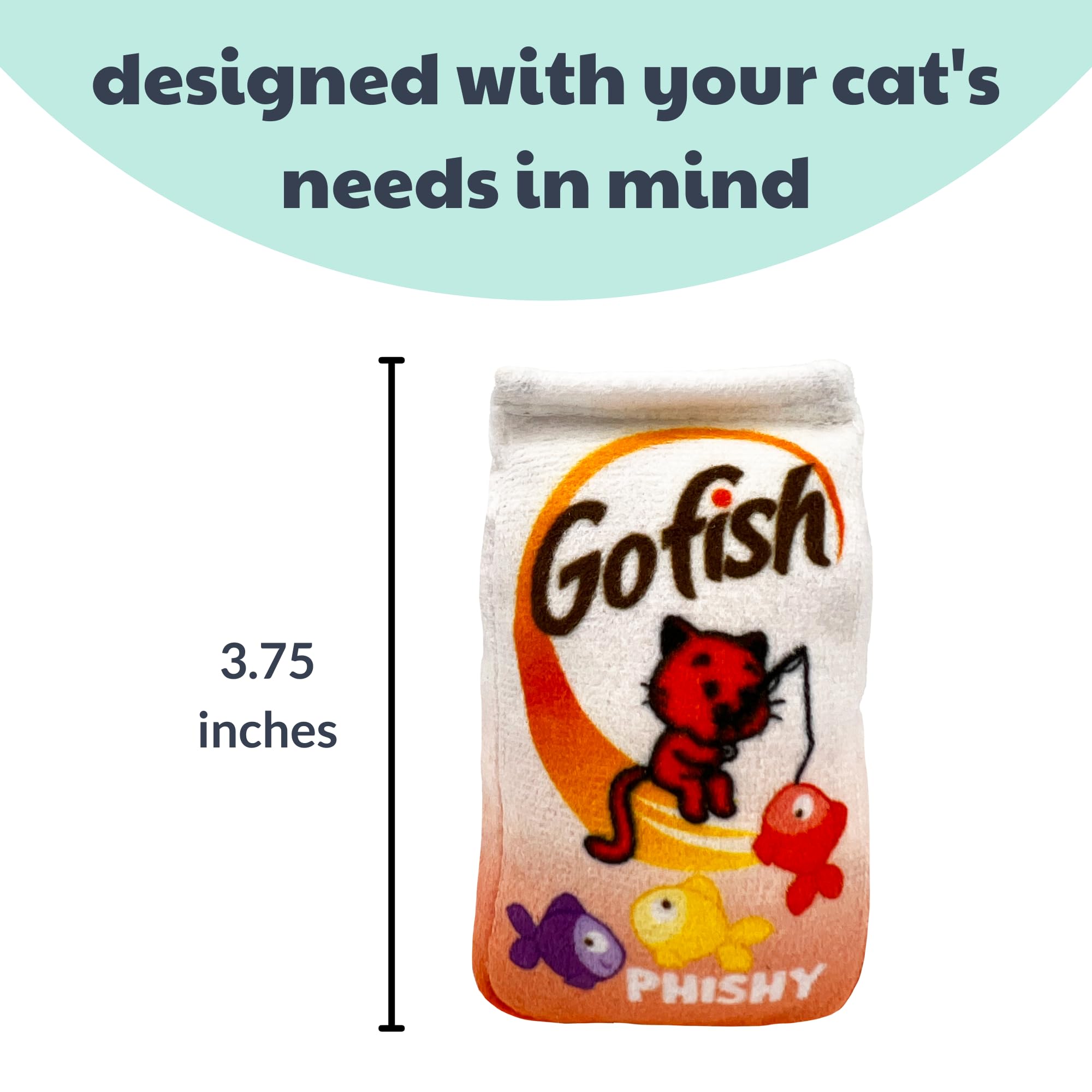 Huxley & Kent Plush Cat Toy - Go Fish Phishy - Snack Attack Strong Catnip Filled - Plush Interactive Kitten And Cat Toy With Cat