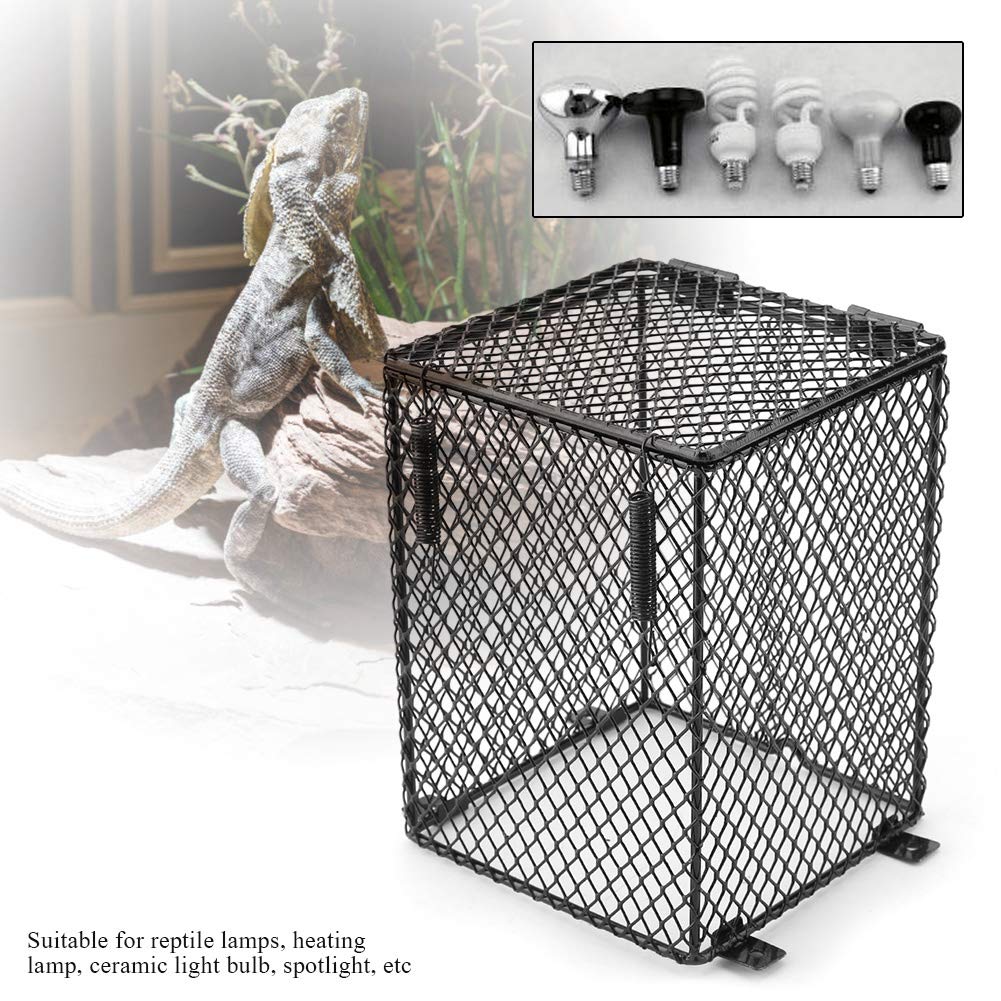 Heater Guard Anti-Scald Reptile Heating Lamp Shade Heat Lamp Light Mesh Cover Day Night Ceramic Light Bulb Heating Lampshade(Cub