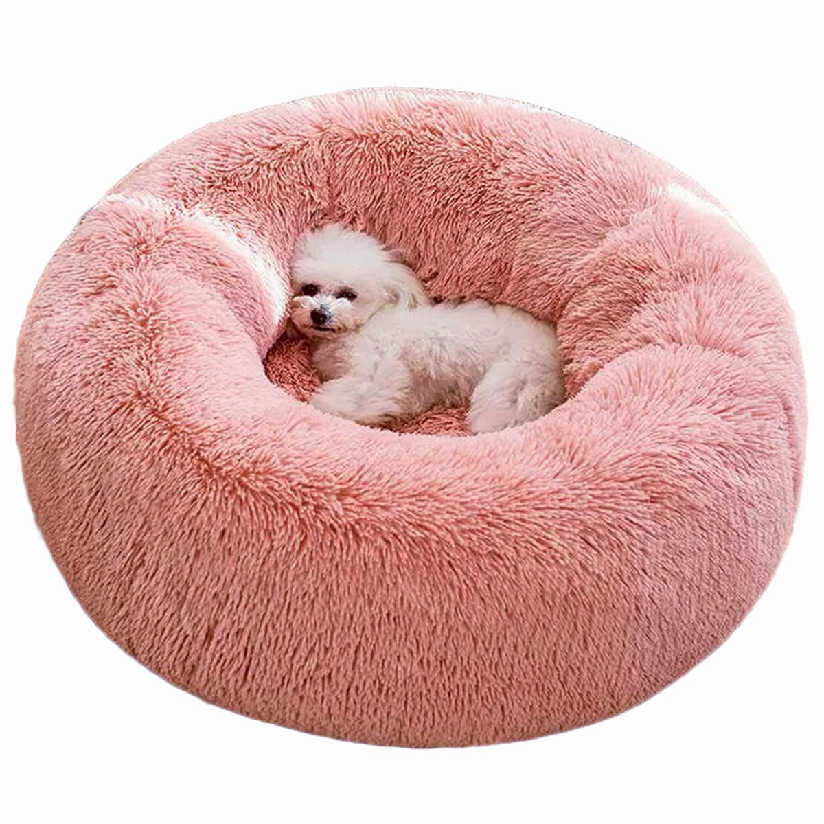 Binetgo Calming Cat And Dog Beds,20/24/32 Inches Dog Bed, Black/Pink/Beige Puppy Bed ,Original Calming Donut Cat And Dog Bed In 