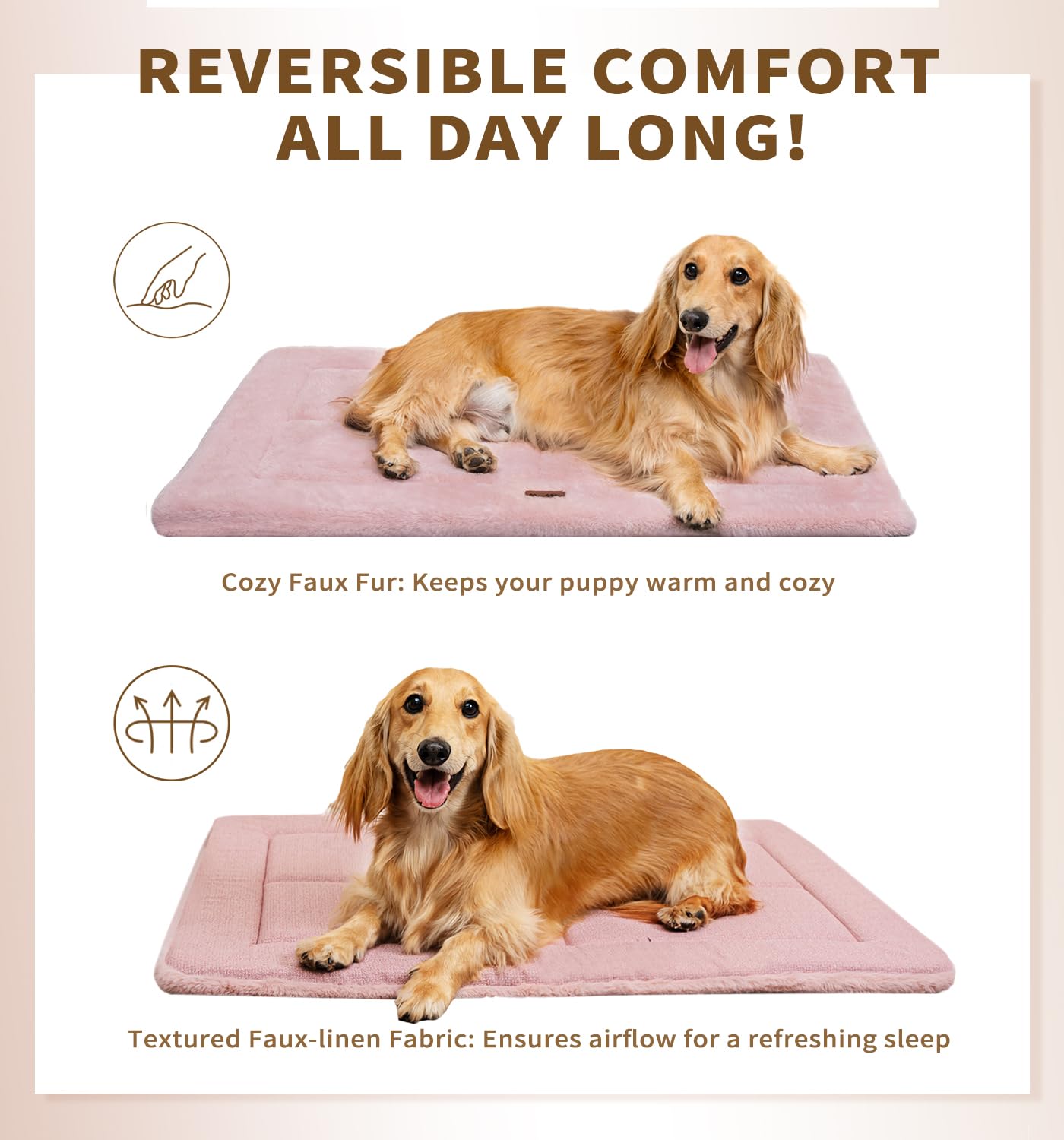 Made4Pets Dog Crate Pad Bed for Extra Large Dogs, Washable & Reversible, Anti-Slip Kennel Mat for Cozy Sleeping, Soft Fluffy Dog