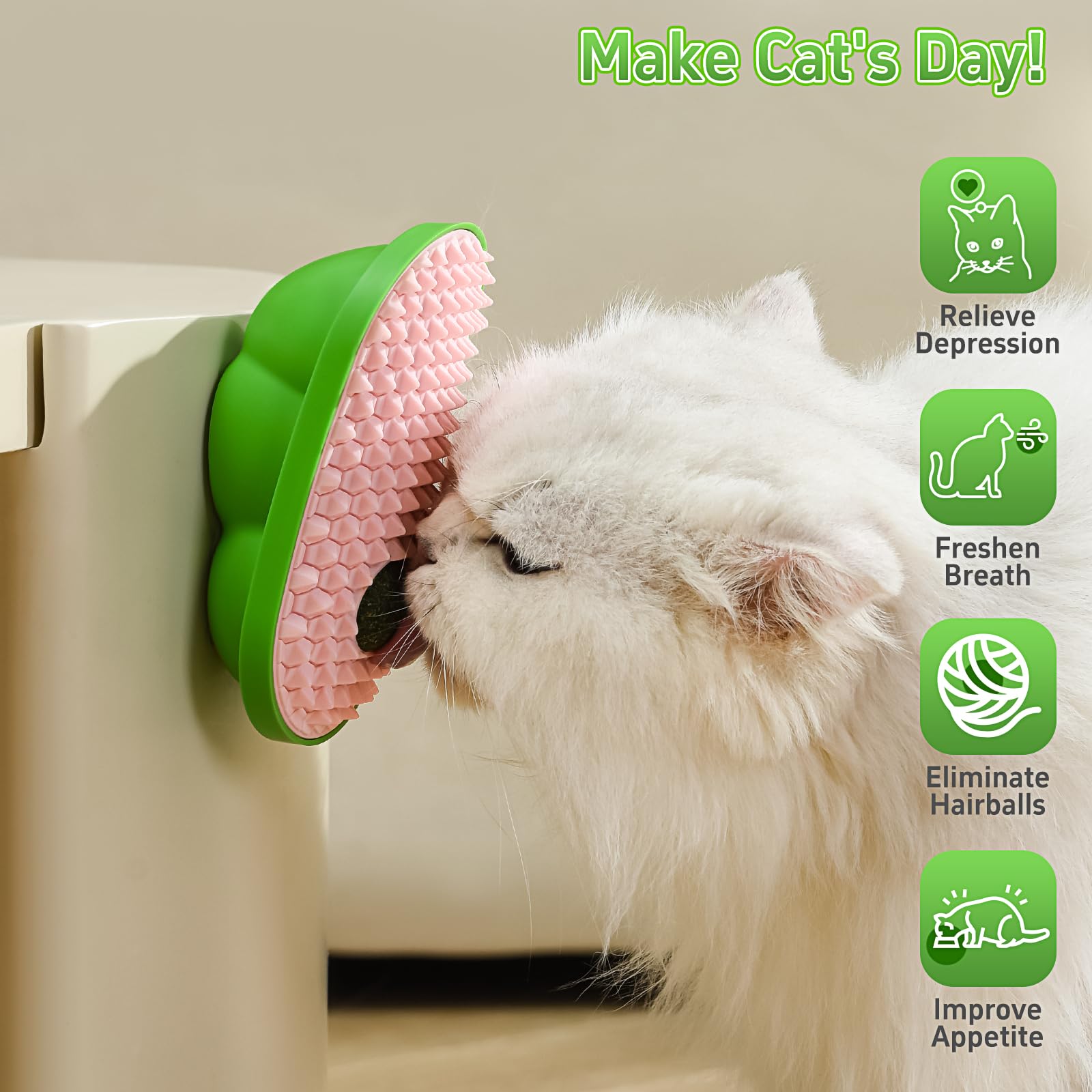 Havit 2-Pack Catnip Toys For Indoor Cats, Stick On Wall Catnip Ball Toys For Cats To Lick, Massage & Self Grooming (Yellow & Pin