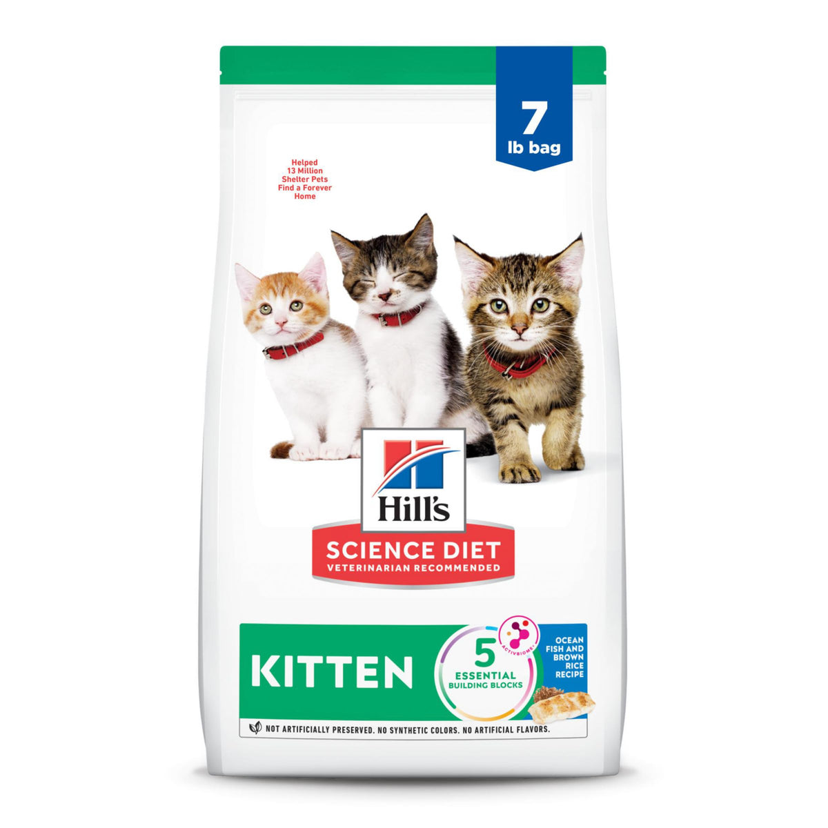 Hill'S Science Diet Kitten, Kitten Premium Nutrition, Dry Cat Food, Ocean Fish & Brown Rice, 7 Lb Bag