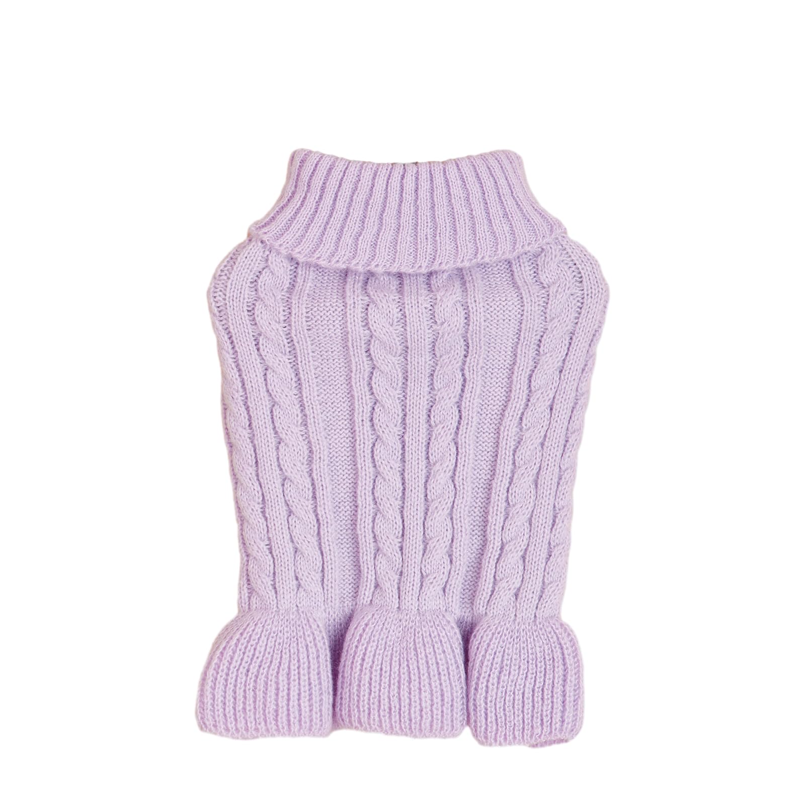 Bwealthest Dog Sweater & Dress - Cable Knit Pet Clothes For Small Dogs & Cats (Light Purple, Large)