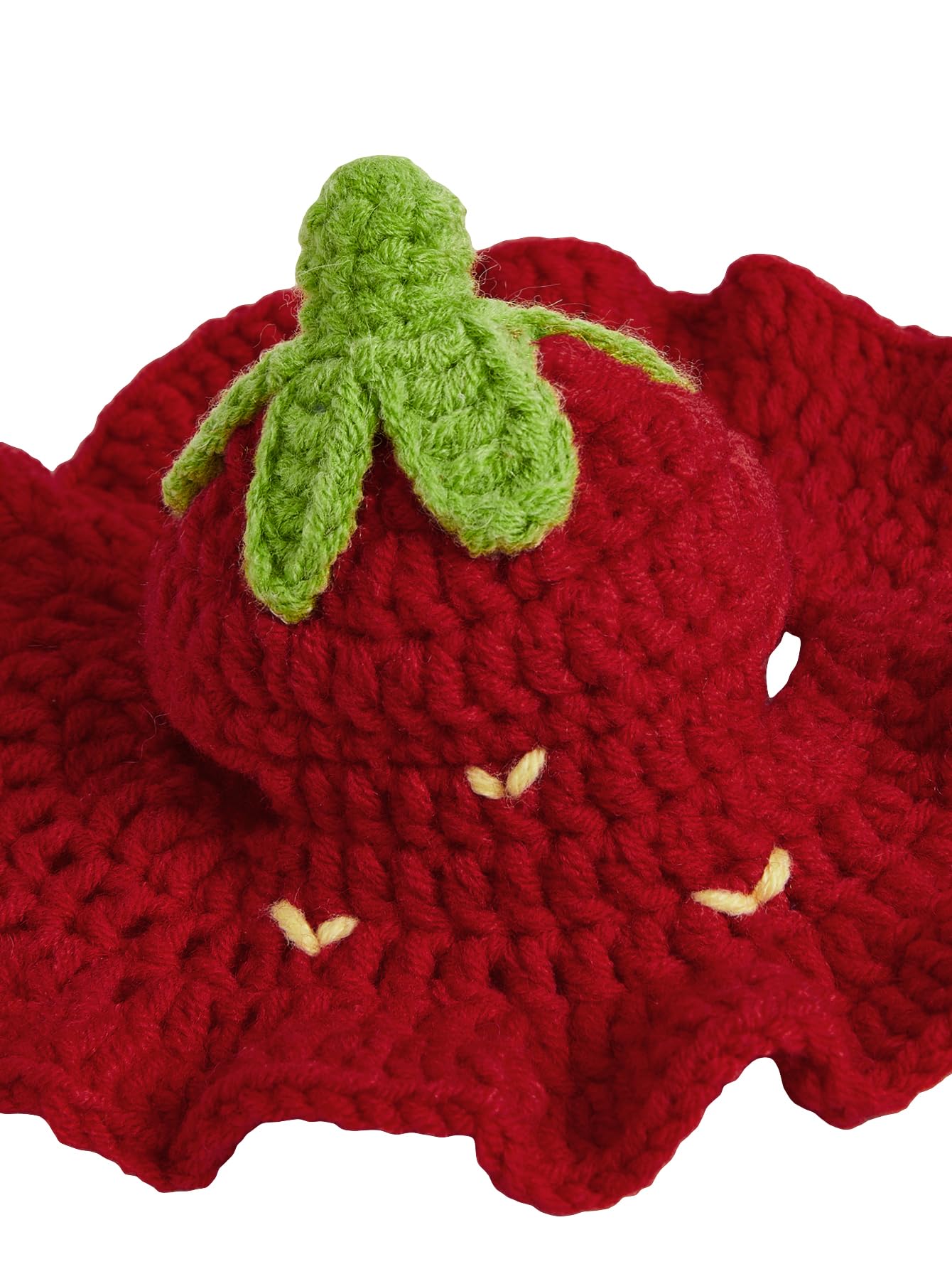 Qwinee Cartoon Strawberry Design Knit Cute Dog Hat Soft Cat Hat Rabbit Hat Halloween Christmas Party Costume Head Wear Accessori