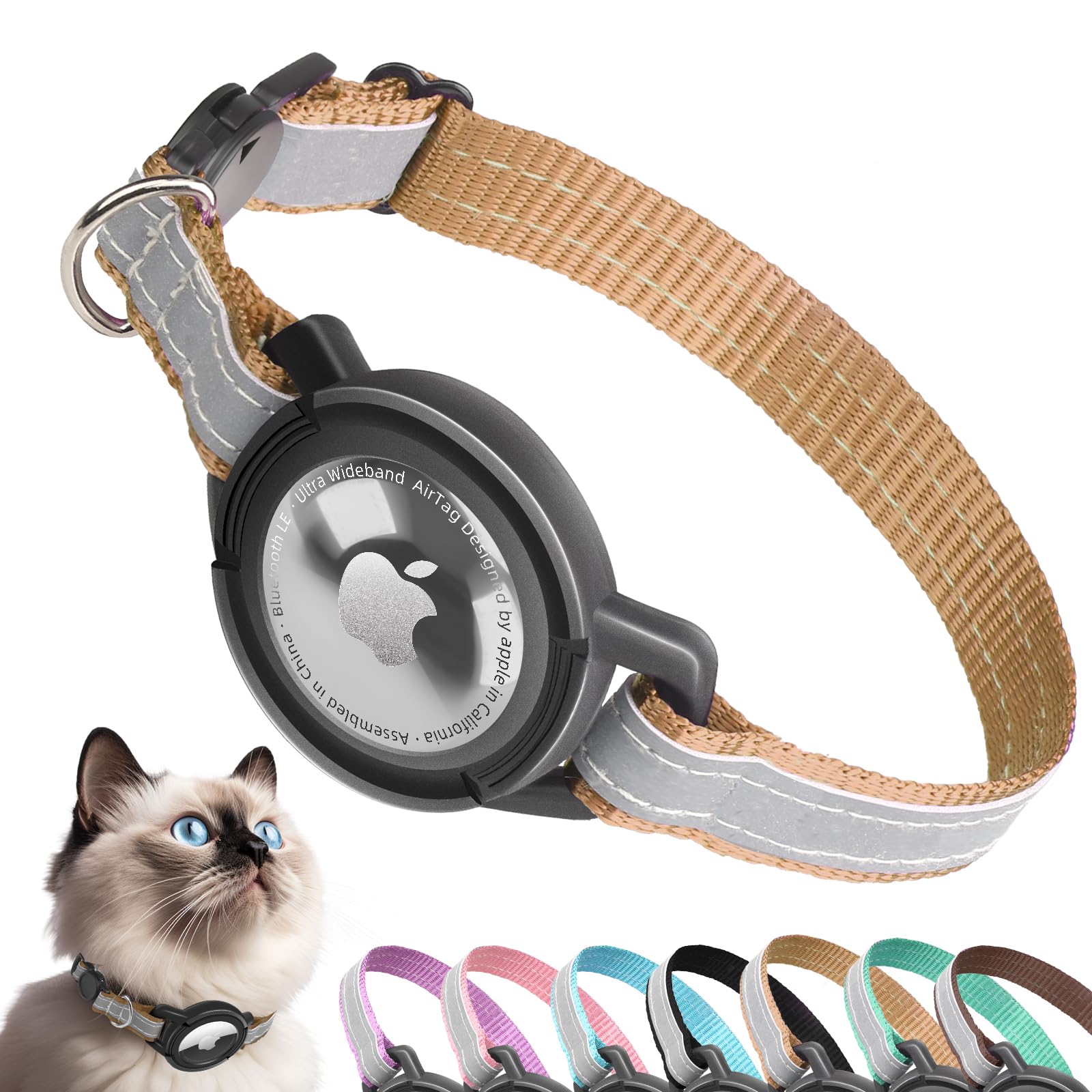 Airtag Cat Collar Breakaway, Odokele Reflective Cat Collars With Apple Air Tag Holder For Kitten, Cat Gps Tracker Adjustable Col