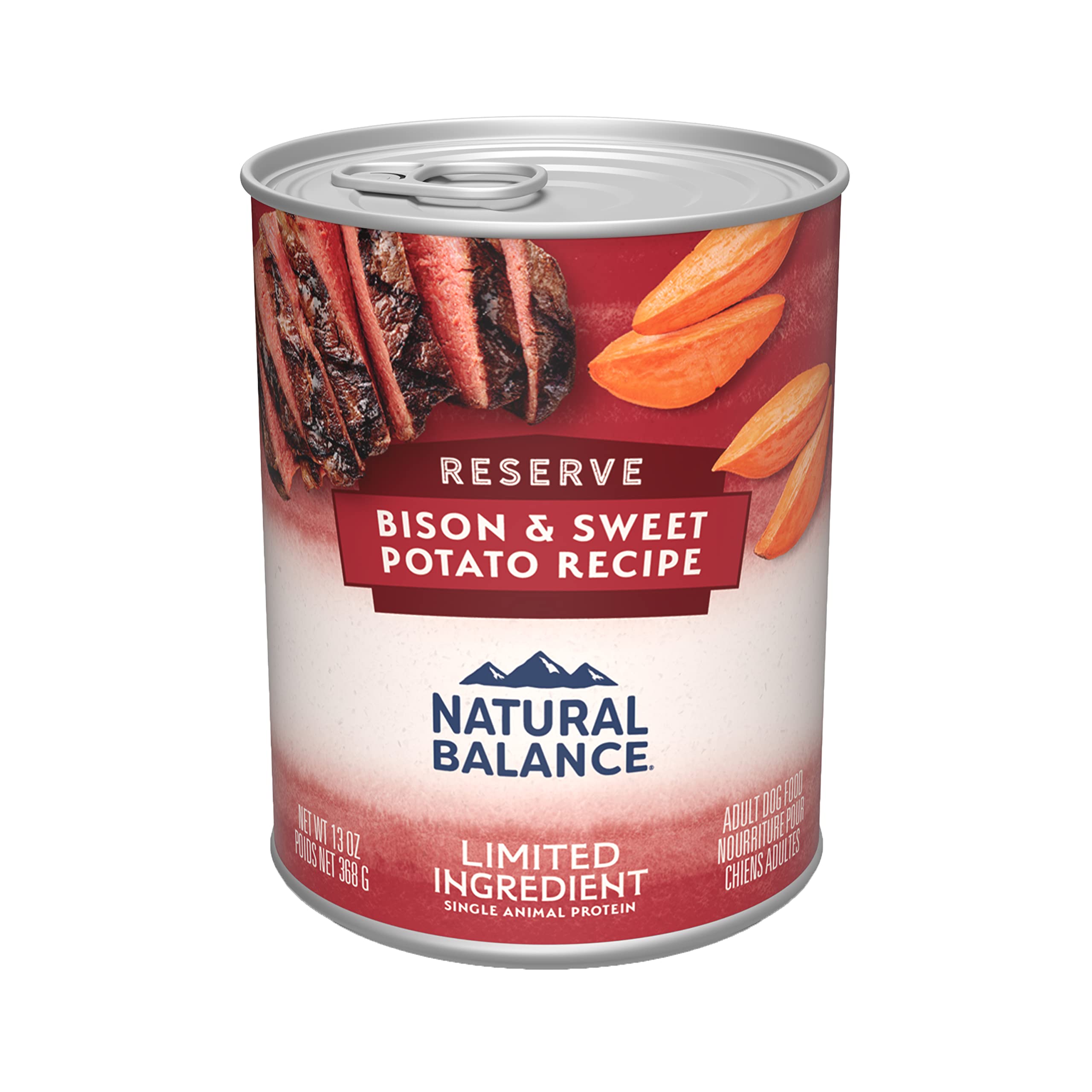 Natural Balance Limited Ingredient Adult Grain-Free Wet Canned Dog Food, Reserve Bison & Sweet Potato Recipe, 13 Ounce (Pack of