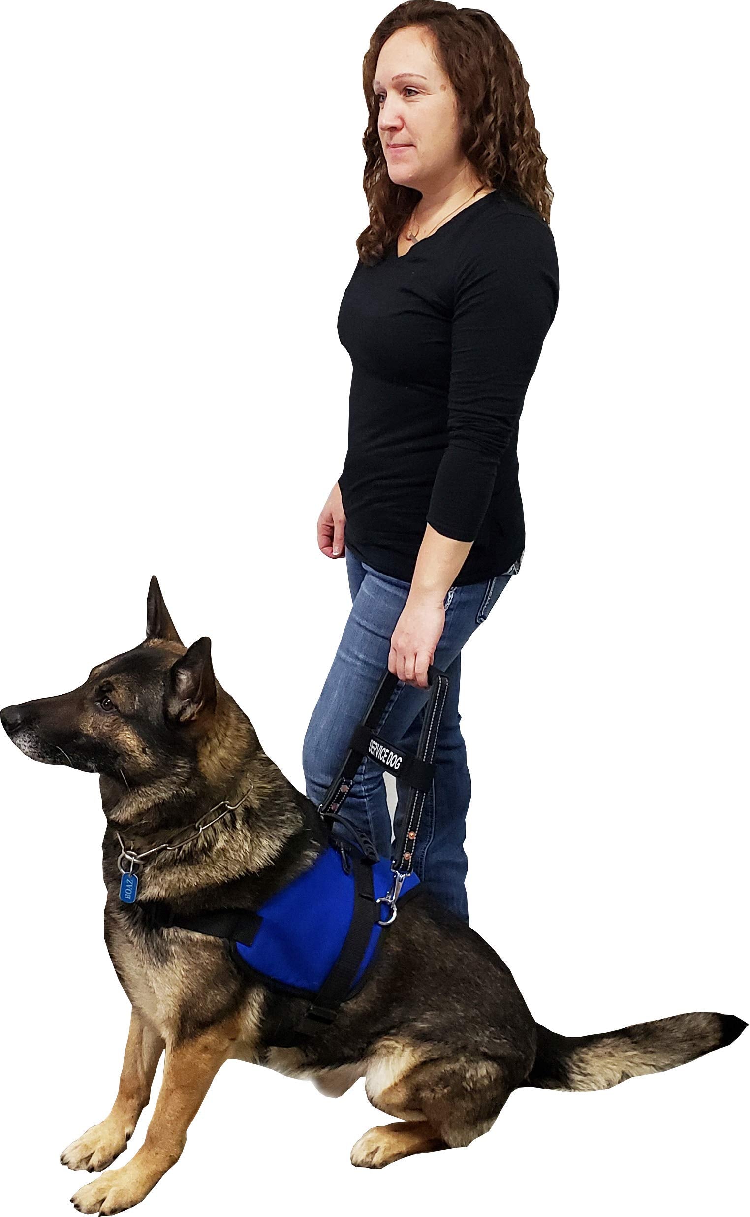 Activedogs Leather Snap-On Service Dog 16' Bridge Handle + Reflective Service Dog Id Band W/Neoprene Padded Handle