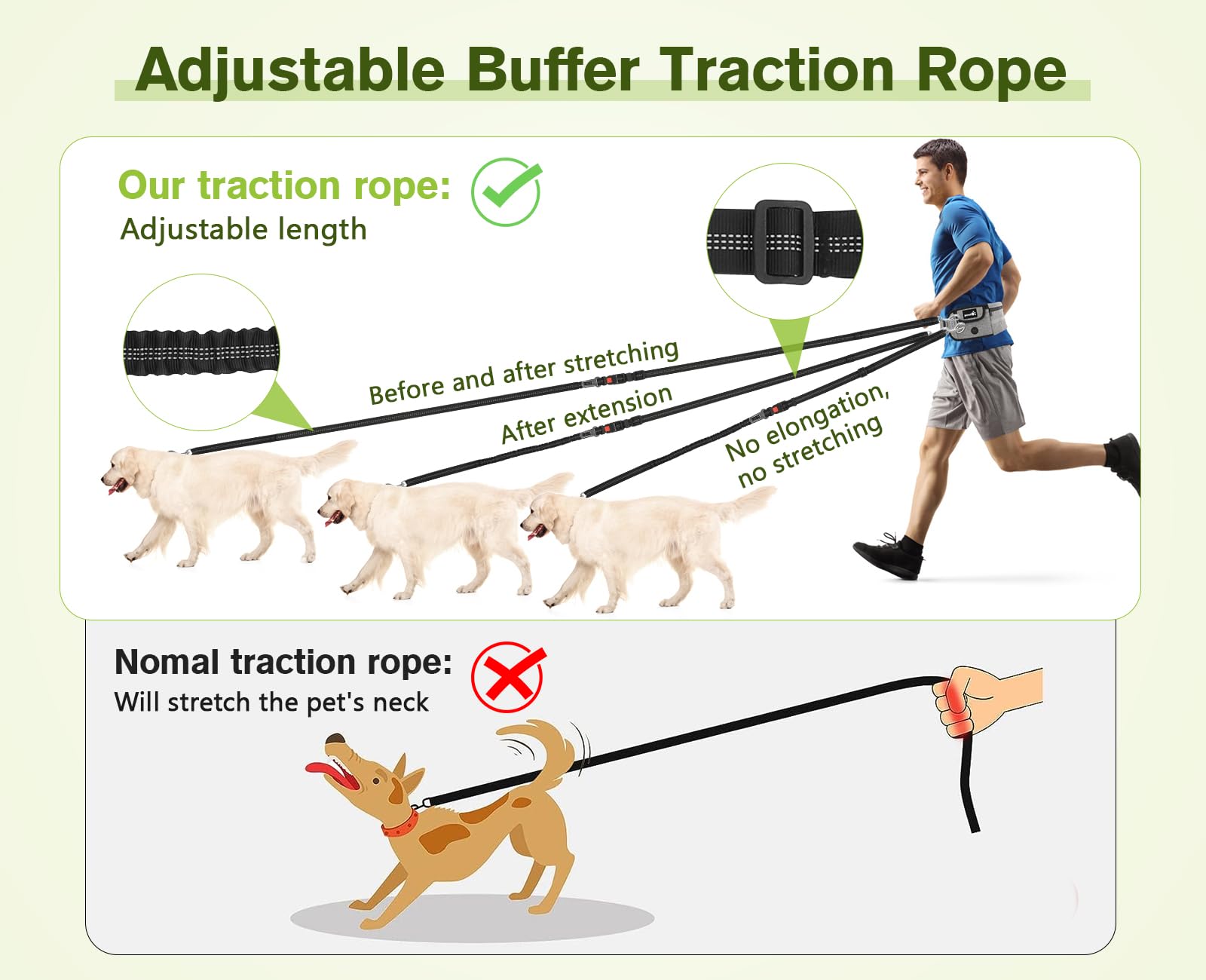Pecute Hands Free Dog Leash With Pouch, Waist Belt Fanny Pack With Soft Padds, Dual Padded Handles And Durable Bungee For Walking, Hiking, Jogging Biking, And Running (Up To 220Lbs)