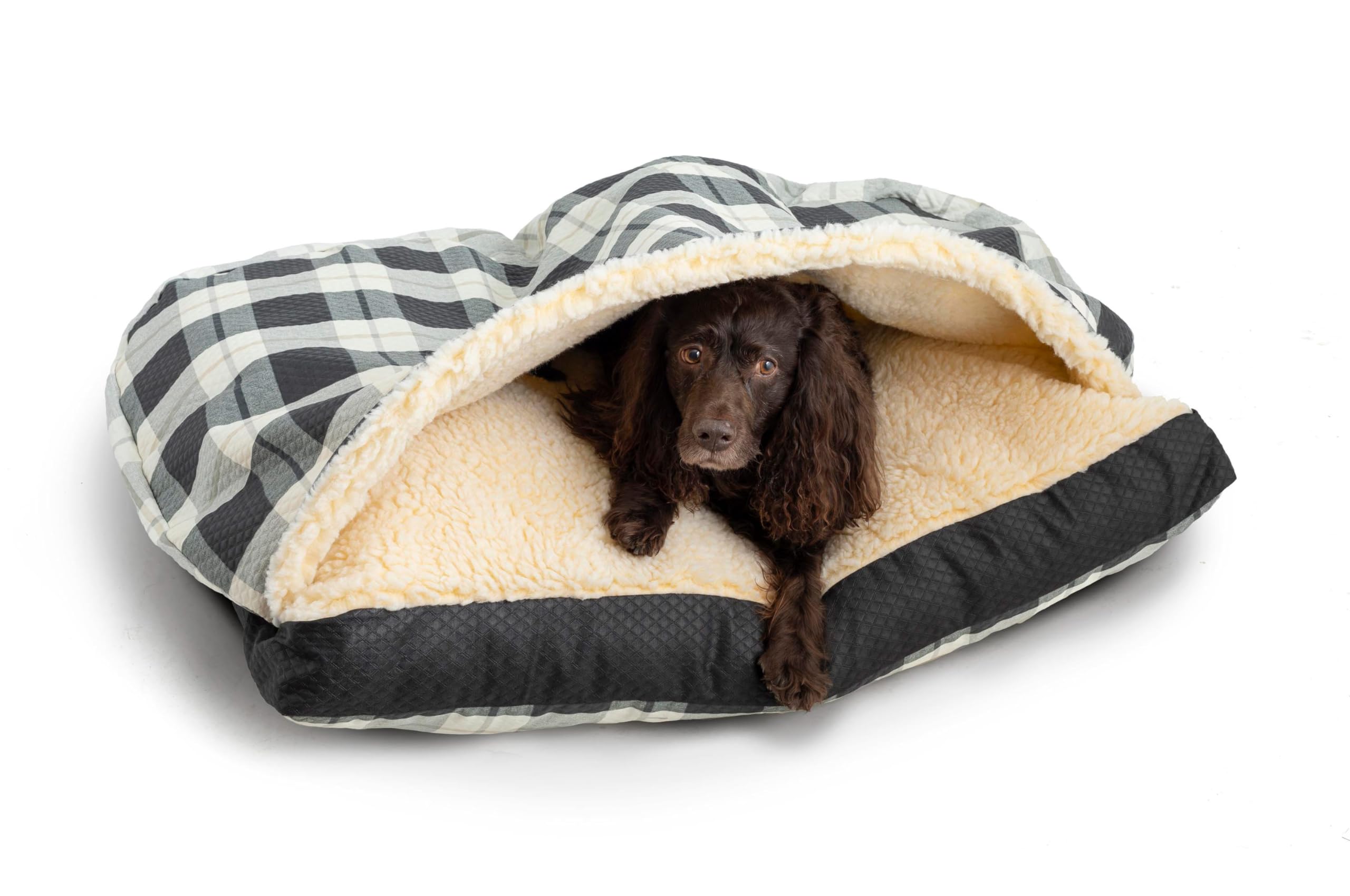 Snoozer Pet Products Luxury Rectangle Cozy Cave, Wag Collection, Large, Barkely Black Diamond