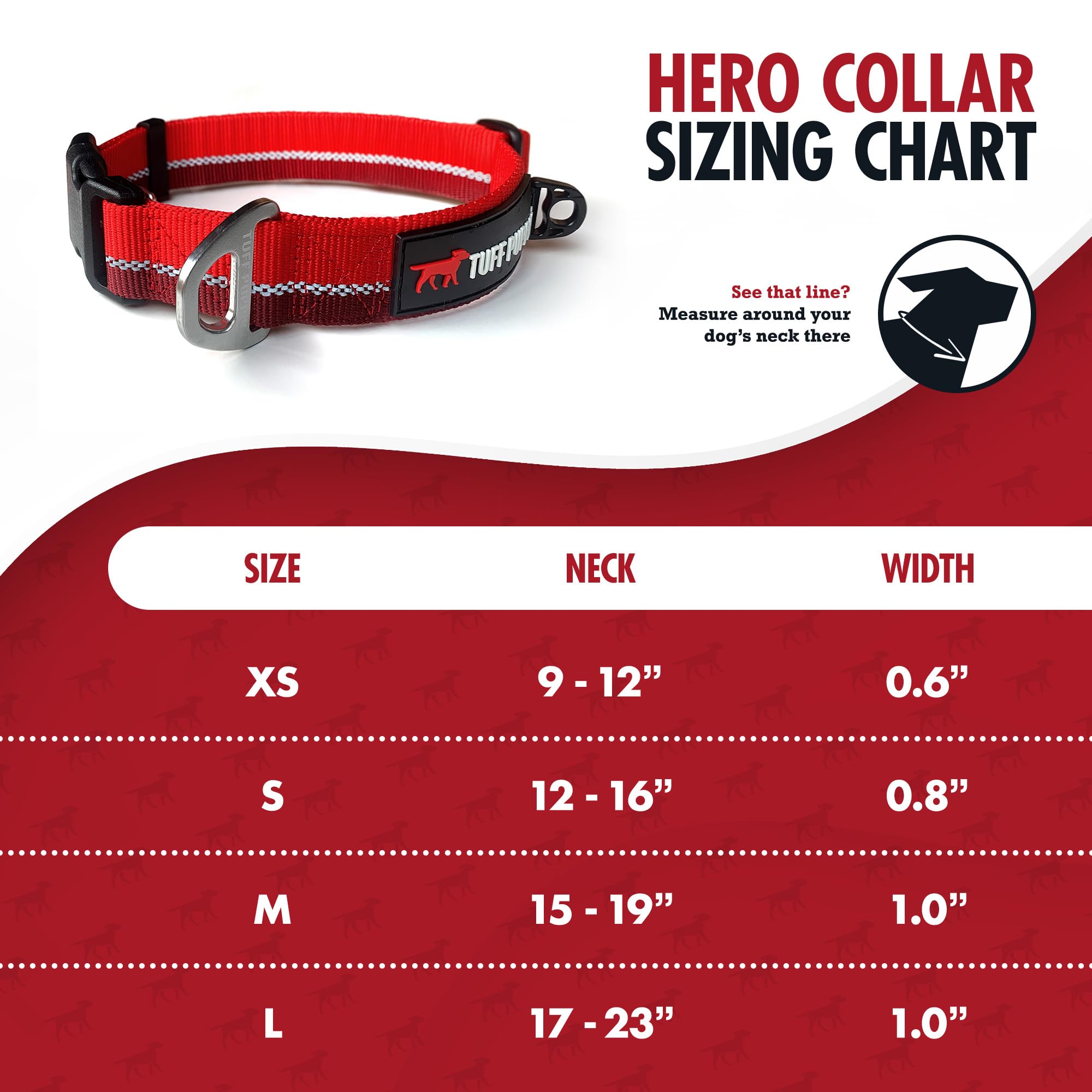 Tuff Pupper Heavy Duty Dog Collar | Reflective With Aluminum D-Ring Leash Clip | Separate Dog Id Tag Attachment | Easy Sizing Fo