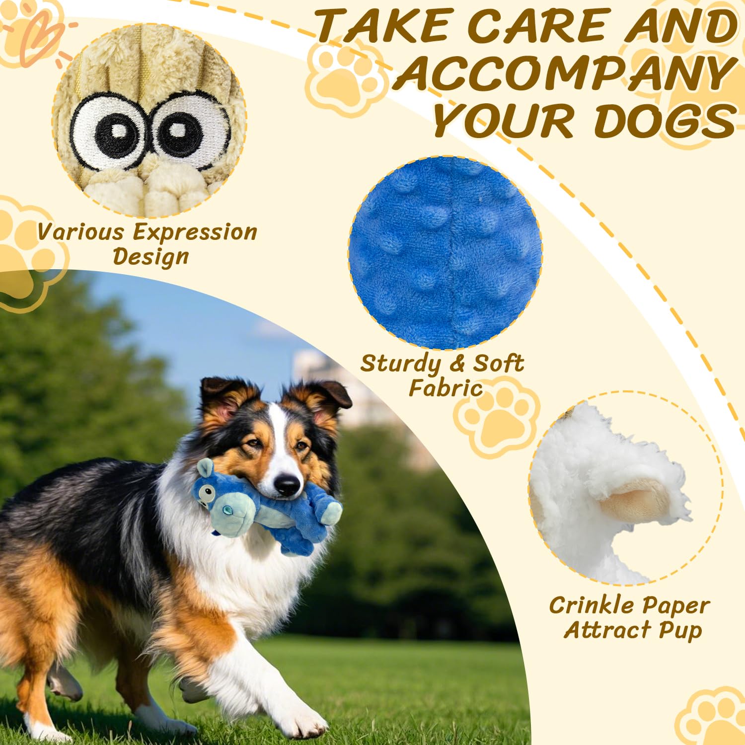 Meetyooo 3Pack Squeaky Stuffed Dog Toys- Indoor&Outdoor Playing Toys For Large To Small, Durable Plush Toys To Keep Them Busy- A