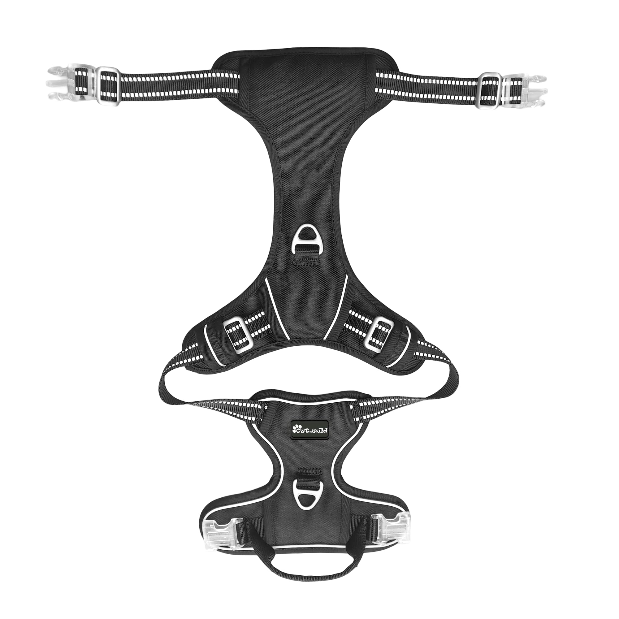 Out'N Wild Quality No-Pull Dog Harness With 2 Leash Clips. Adjustable Soft Padded Reflective No-Choke Pet Oxford Vest, Easy Cont