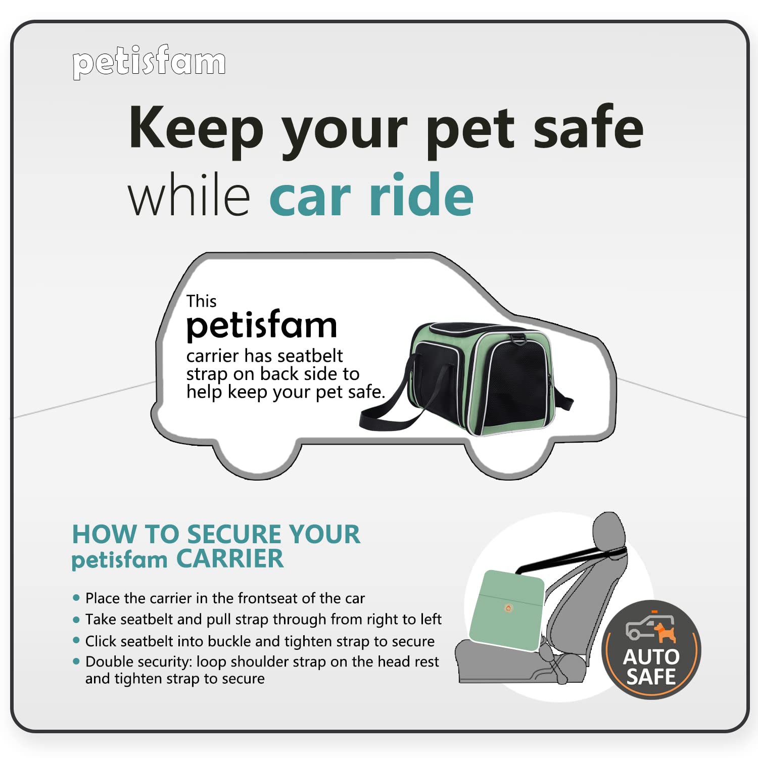petisfam Top Load Cat Carrier for Medium Cats and Small Dogs with Washable Cozy Bed, 3 Doors and Shoulder Strap. Easy to get cat