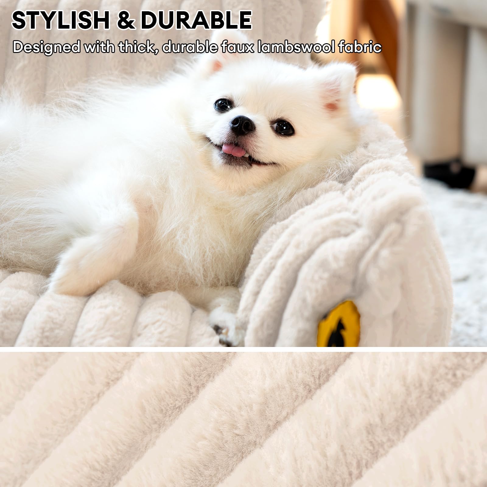 Funny Fuzzy Dog Bed For Small Dogs, Fluffy Cat Couch For Indoor Cats, Calming Couch For Pets With Removable Washable Cover Non-S