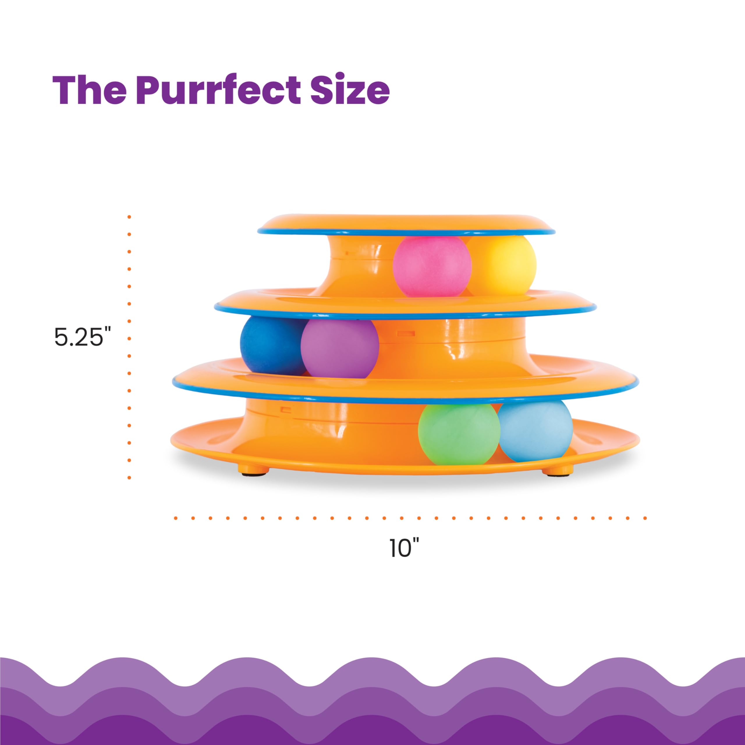 Catstages Tower Of Tracks Interactive 3-Tier Cat Track Toy With Spinning Balls, Orange