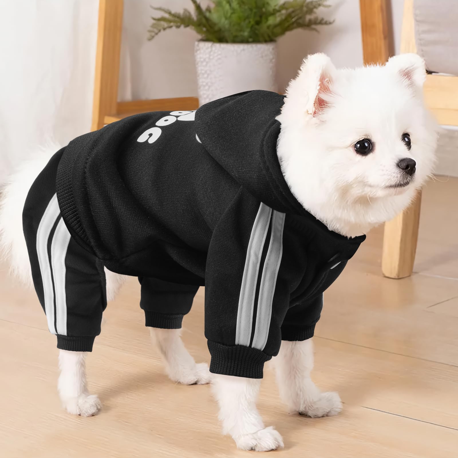 Lontepet Dog Hoodie 4 Legs Jumpsuit For Small Dogs Puppy Clothes Dog Pullover Sweatshirt Cotton Doggie Winter Coat Cat Apparel(M