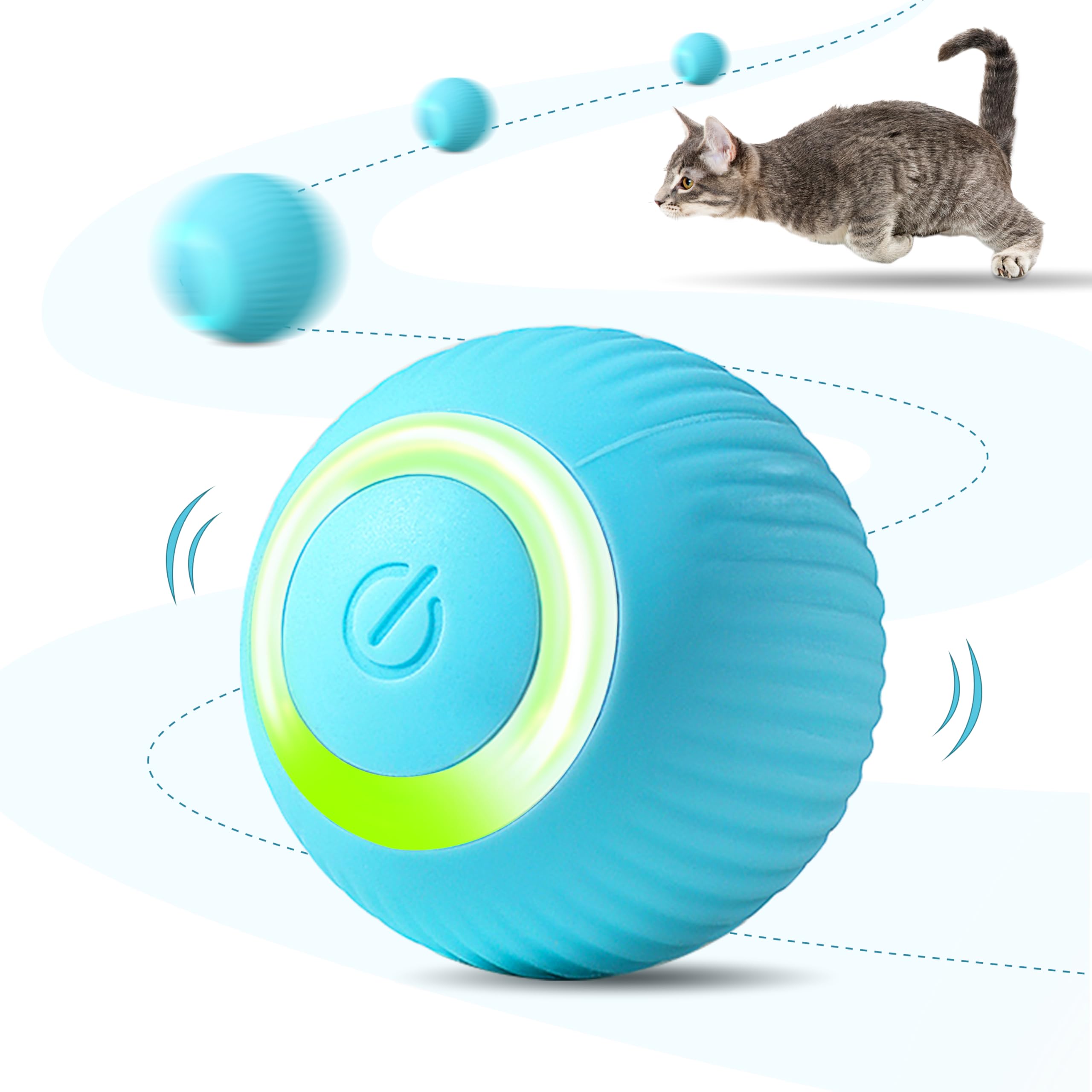 ZALBYUY Interactive Cat Ball Toy, Intelligent Cat Toys with LED Lights, Automatic Moving Rolling Ball for Indoor Cats, Cat Autom