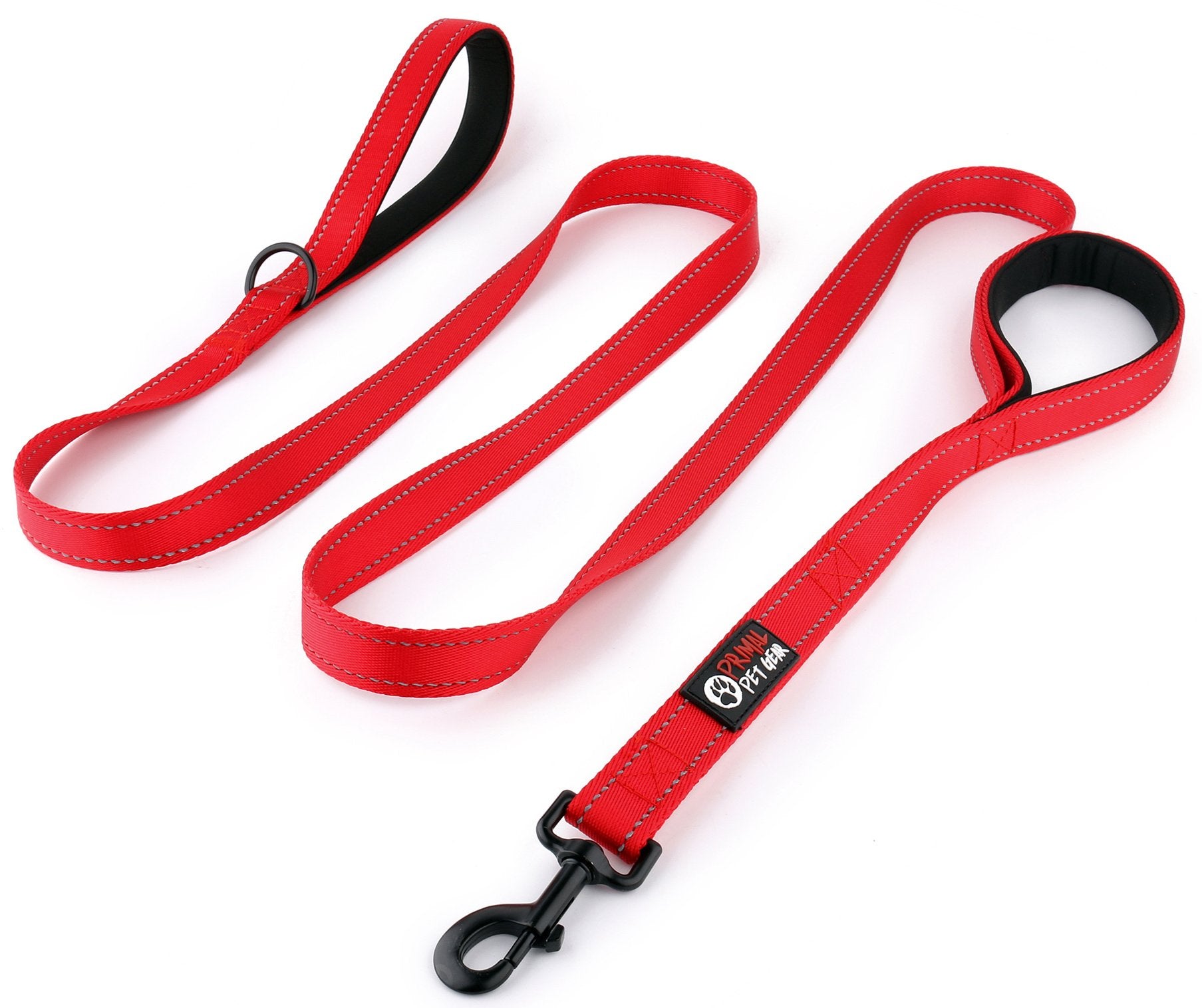 Primal Pet Gear Dog Leash 6Ft Long,Traffic Padded Two Handle,Heavy Duty,Reflective Double Handles Lead For Control Safety Training,Leashes For Large Dogs Or Medium Dogs,Dual Handles Leads(Red)