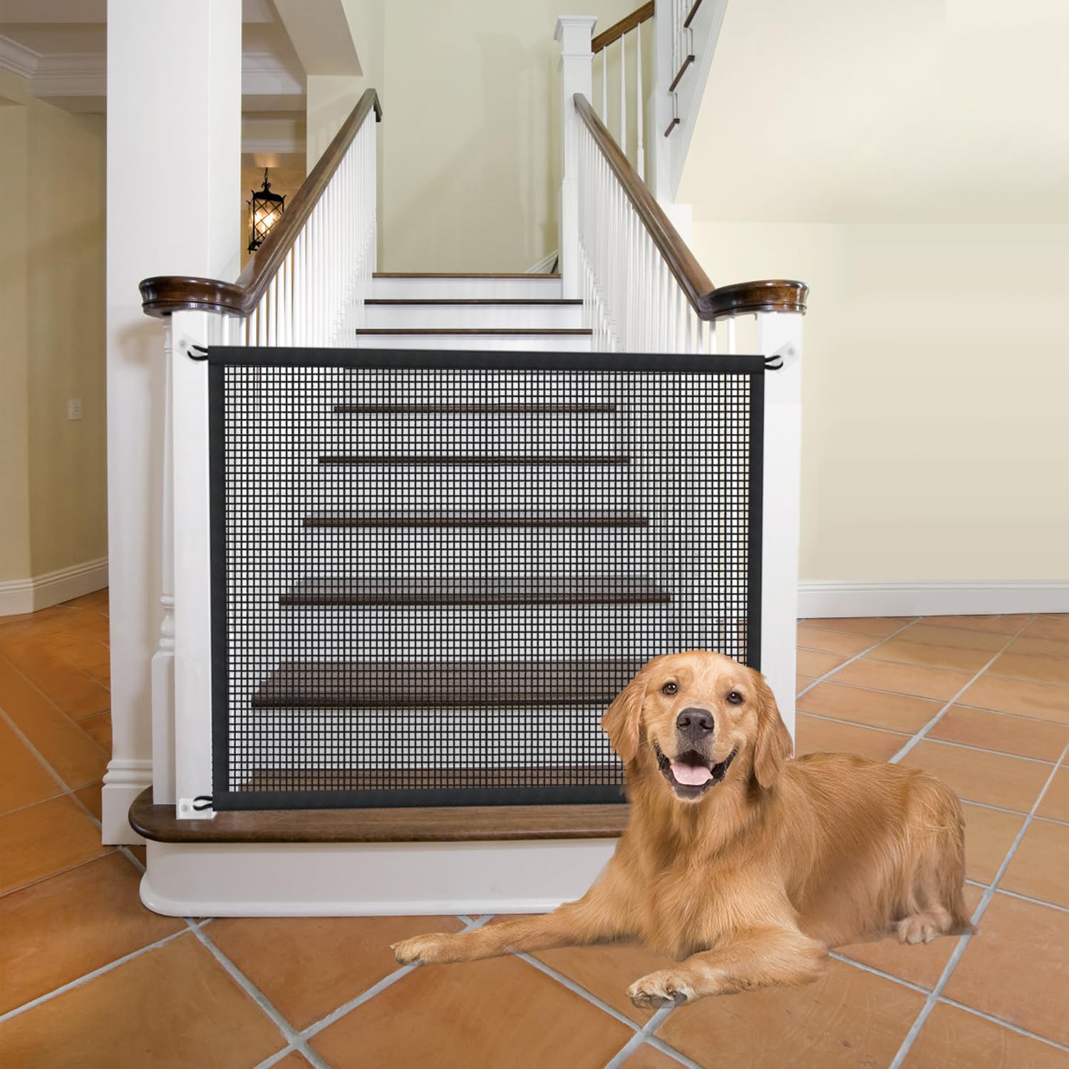 Dog Gate For Stairs Pet Gates For The House: Dog Gate Indoor Dogs Screen Mesh Gate For Doorways Stairways Safety 29 Inches Tall, 30 Inch Wide