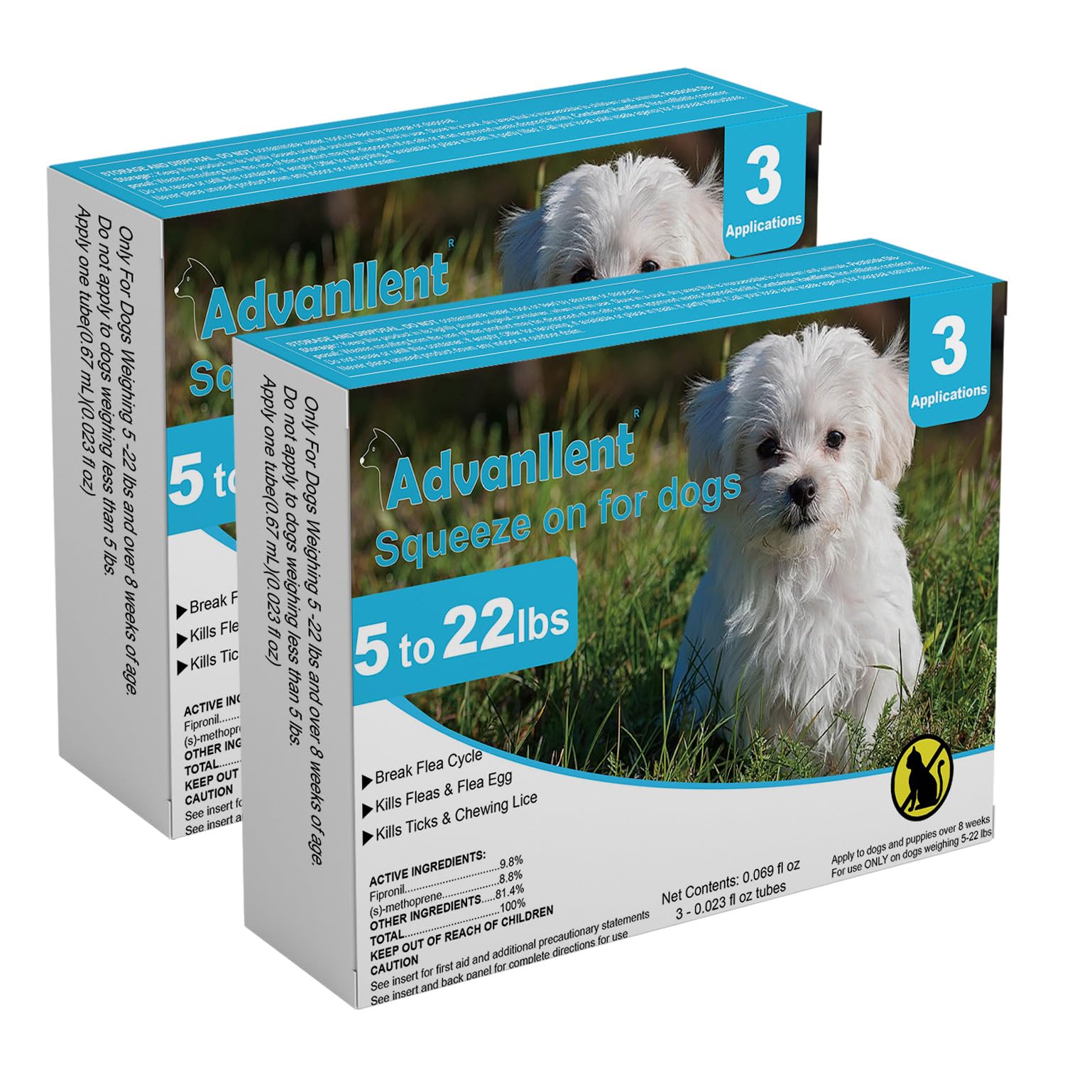 Advanllent Flea and Tick Prevention for Dogs, Flea and Tick Treatment for Small Dog Puppy, Flea & Tick Control, 5-22 Pounds, 6 D
