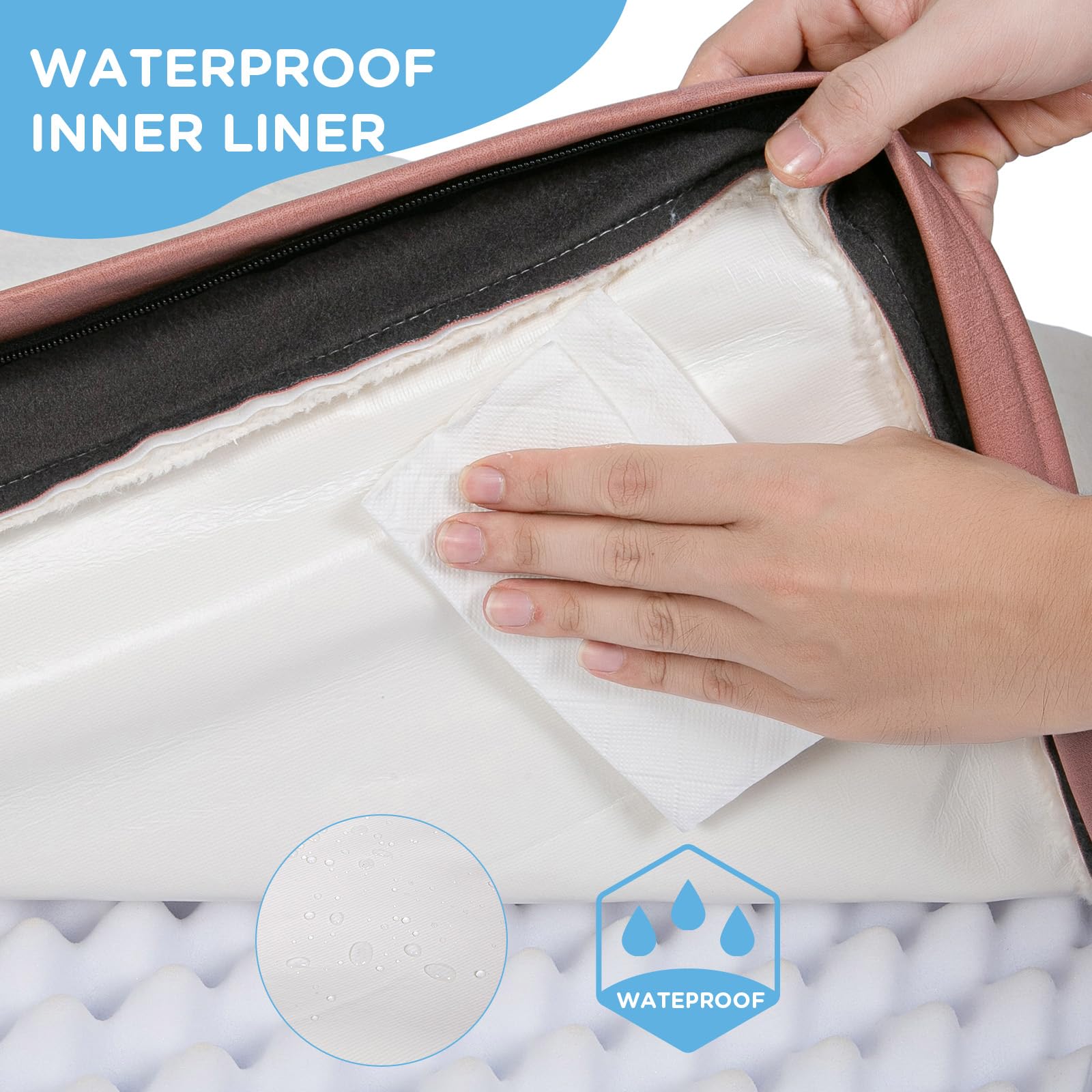 Orthopedic Dog Bed For Large Dogs, Waterproof Deluxe Plush Dog Crate Bed With Removable Washable Cover & Anti-Slip Bottom, Egg C