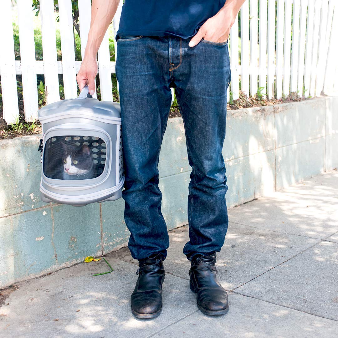 Pet Magasin Hard Cover Collapsible Cat Carrier - Pet Travel Kennel With Top-Load & Foldable Feature For Cats, Small Dogs Puppies